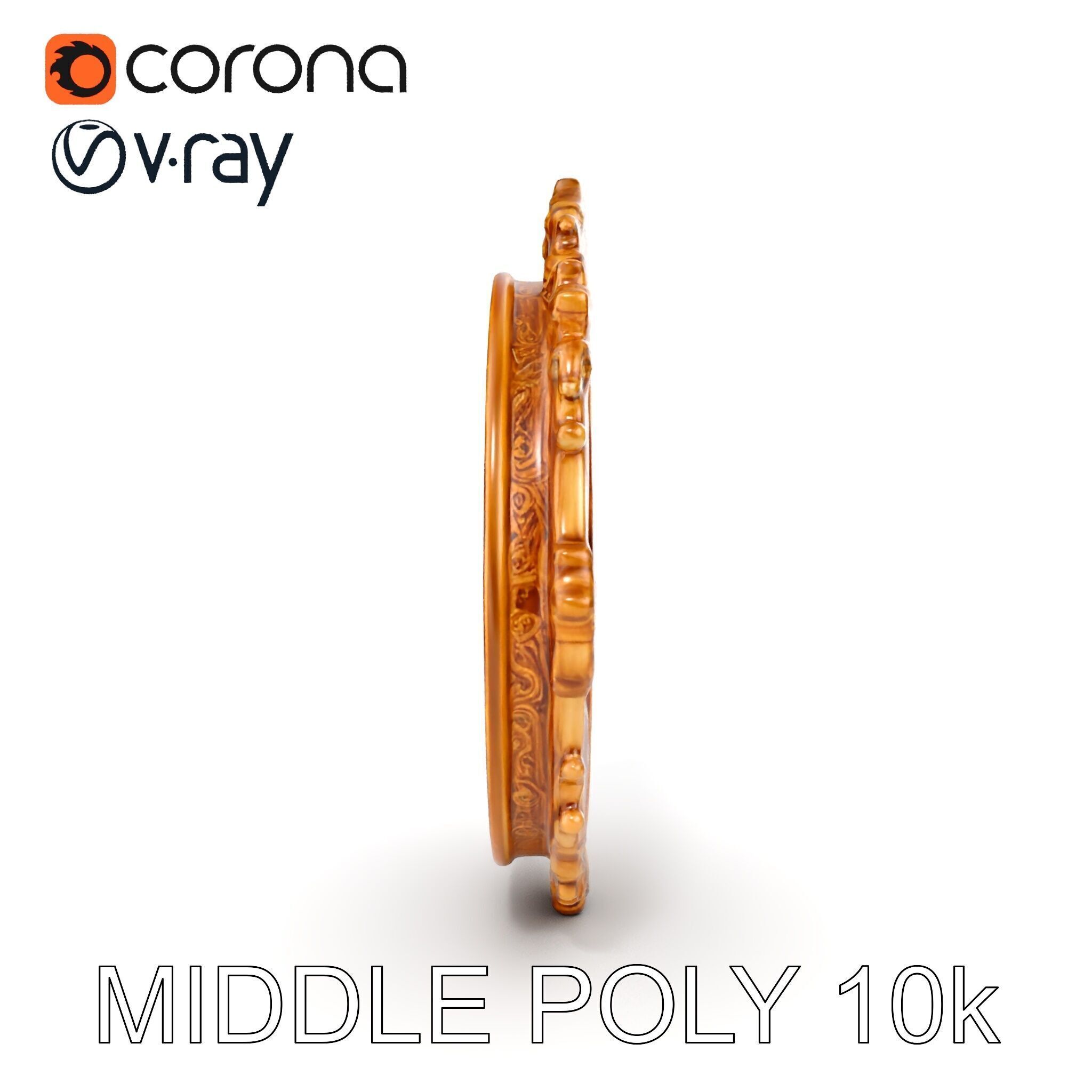 Ornate Oval Mirror Frame model pack Low-poly 3D model_8