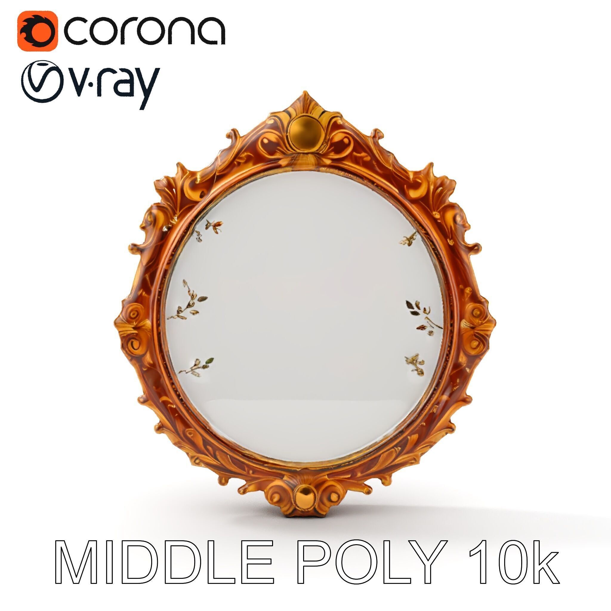 Ornate Oval Mirror Frame model pack Low-poly 3D model_16