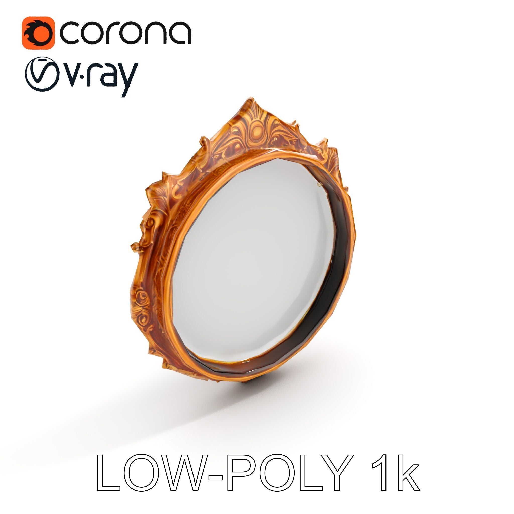 Ornate Oval Mirror Frame model pack Low-poly 3D model_7