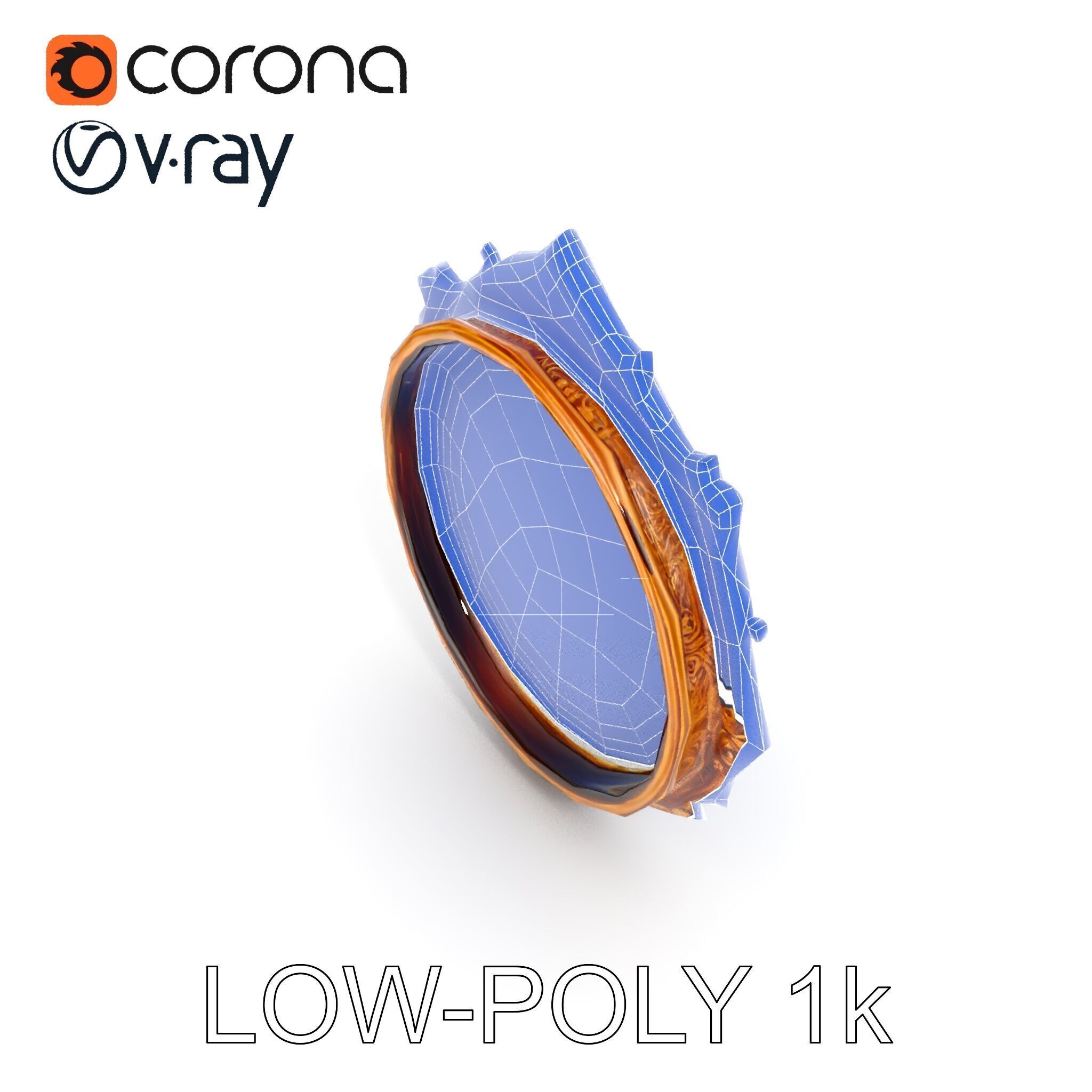 Ornate Oval Mirror Frame model pack Low-poly 3D model_25