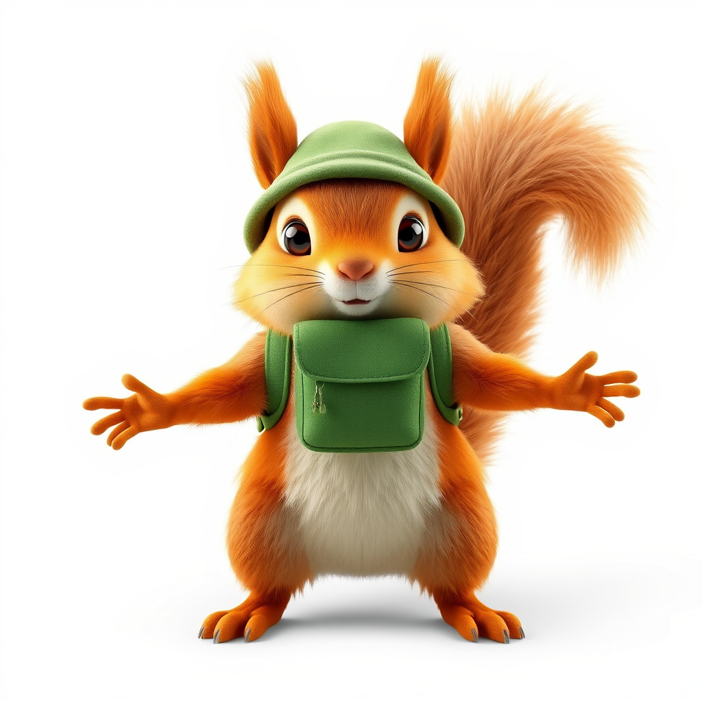 Adventurous Squirrel Character Rigged and Animated Low-poly 3D model_2