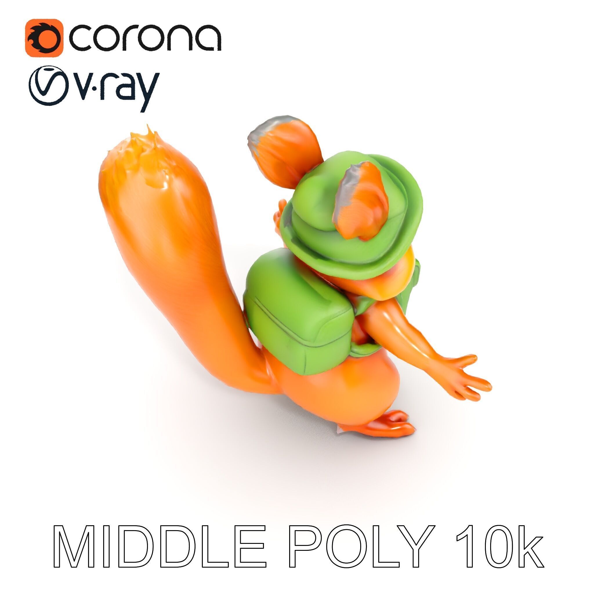 Adventurous Squirrel Character Rigged and Animated Low-poly 3D model_19