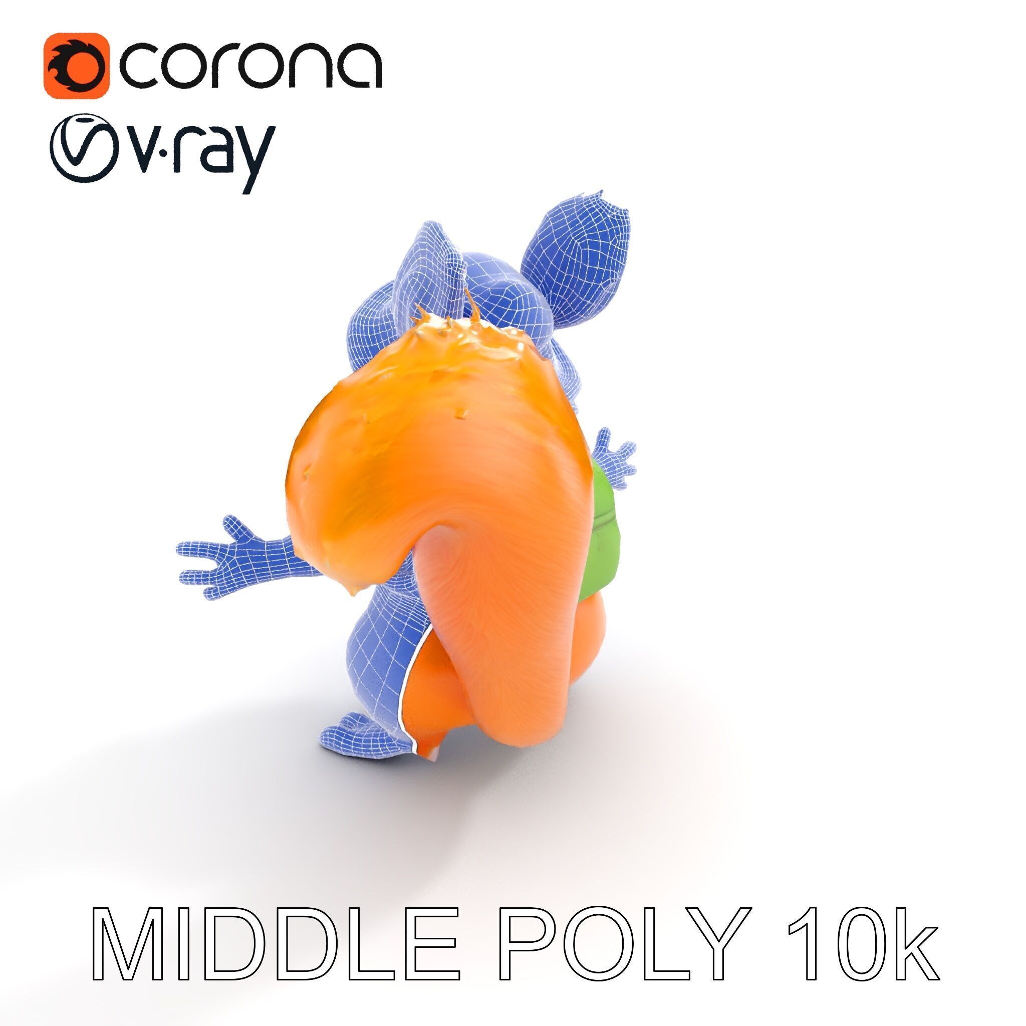 Adventurous Squirrel Character Rigged and Animated Low-poly 3D model_33
