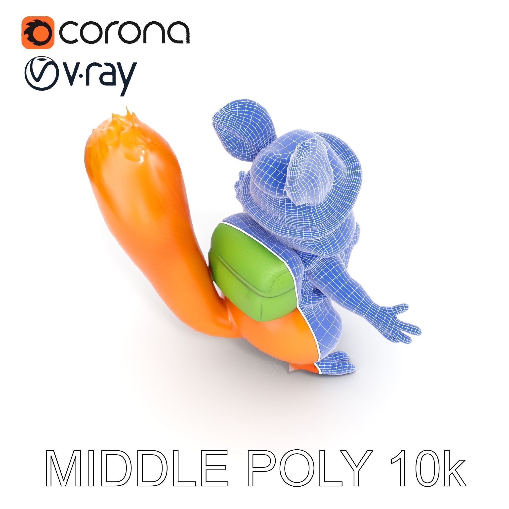 Adventurous Squirrel Character Rigged and Animated Low-poly 3D model_30