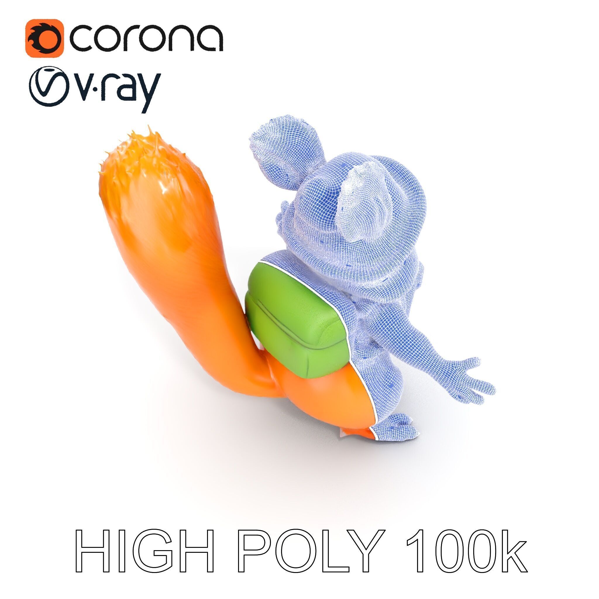 Adventurous Squirrel Character Rigged and Animated Low-poly 3D model_29