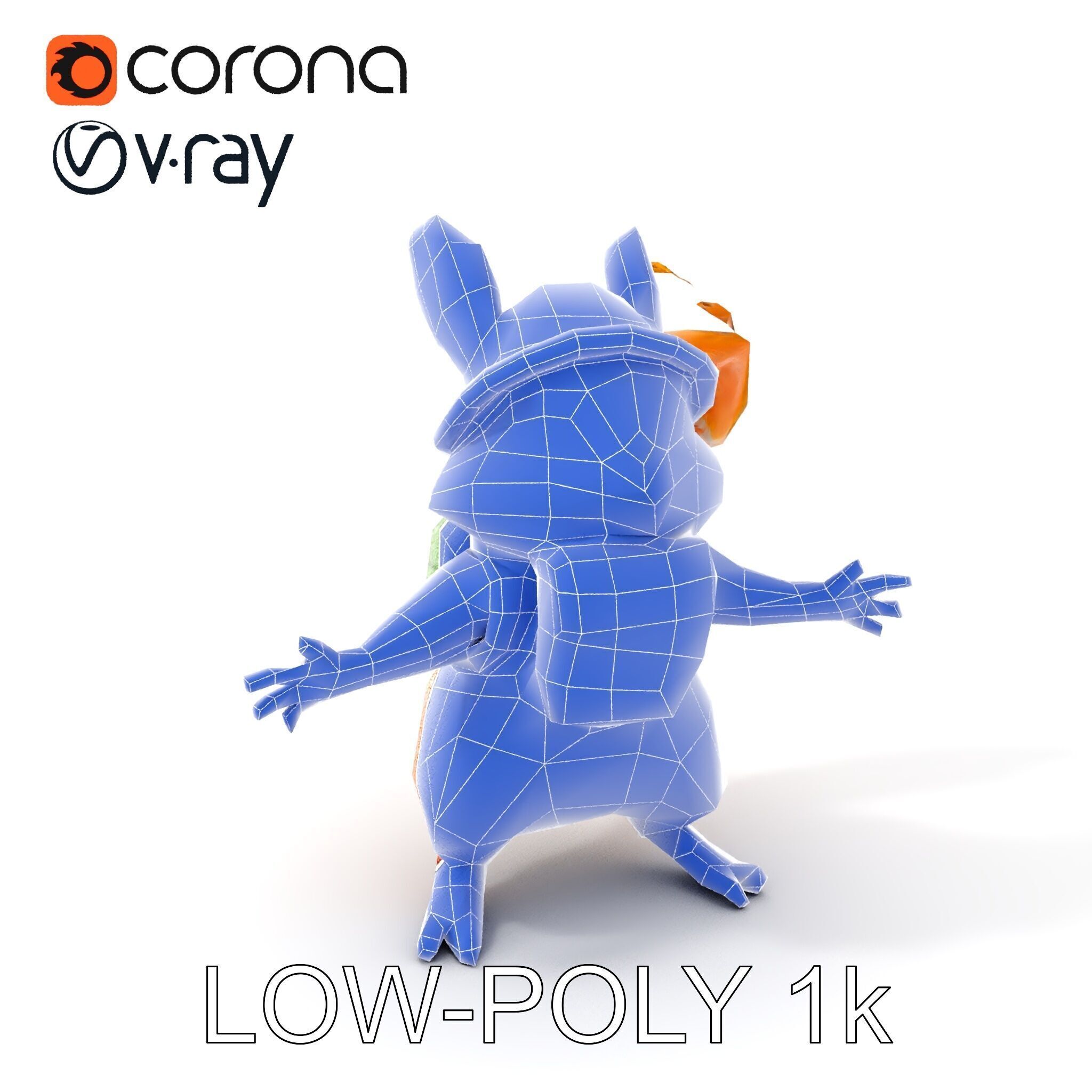 Adventurous Squirrel Character Rigged and Animated Low-poly 3D model_12