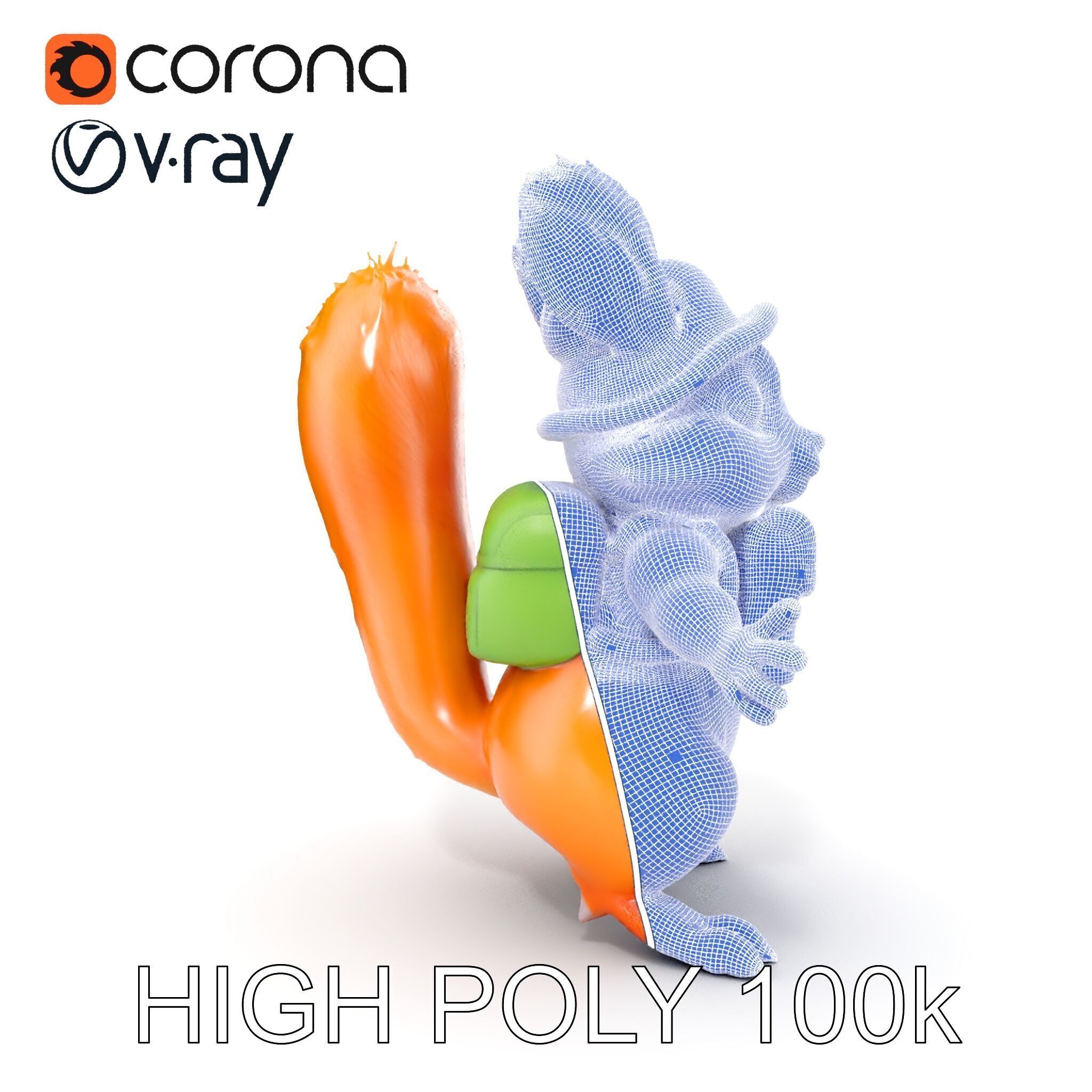 Adventurous Squirrel Character Rigged and Animated Low-poly 3D model_32