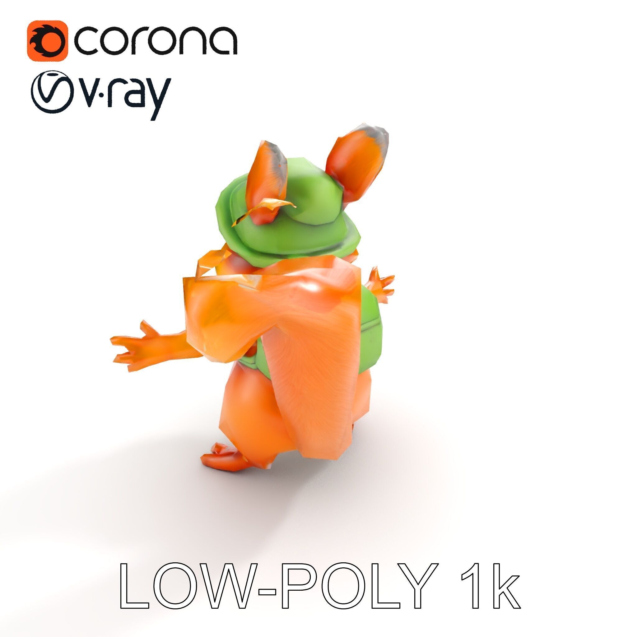 Adventurous Squirrel Character Rigged and Animated Low-poly 3D model_15