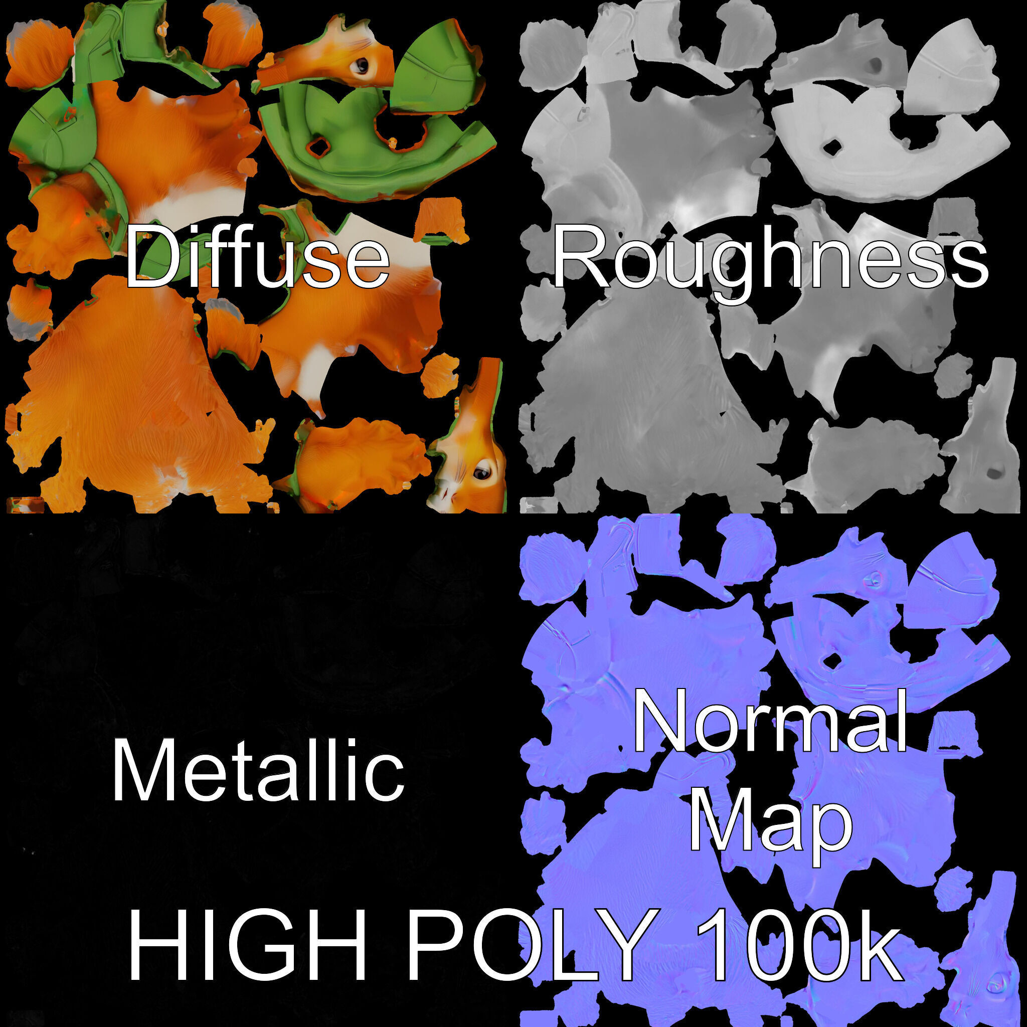 Adventurous Squirrel Character Rigged and Animated Low-poly 3D model_3