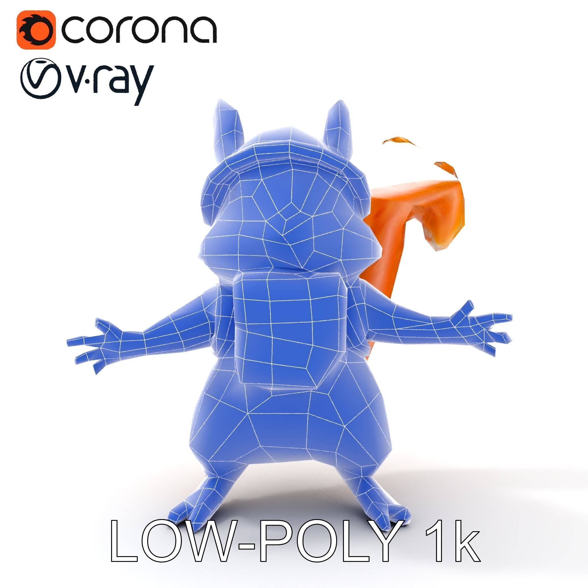 Adventurous Squirrel Character Rigged and Animated Low-poly 3D model_25
