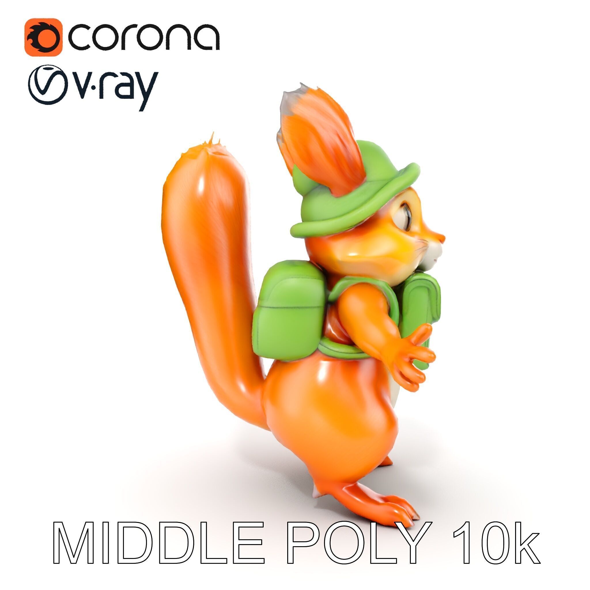 Adventurous Squirrel Character Rigged and Animated Low-poly 3D model_24