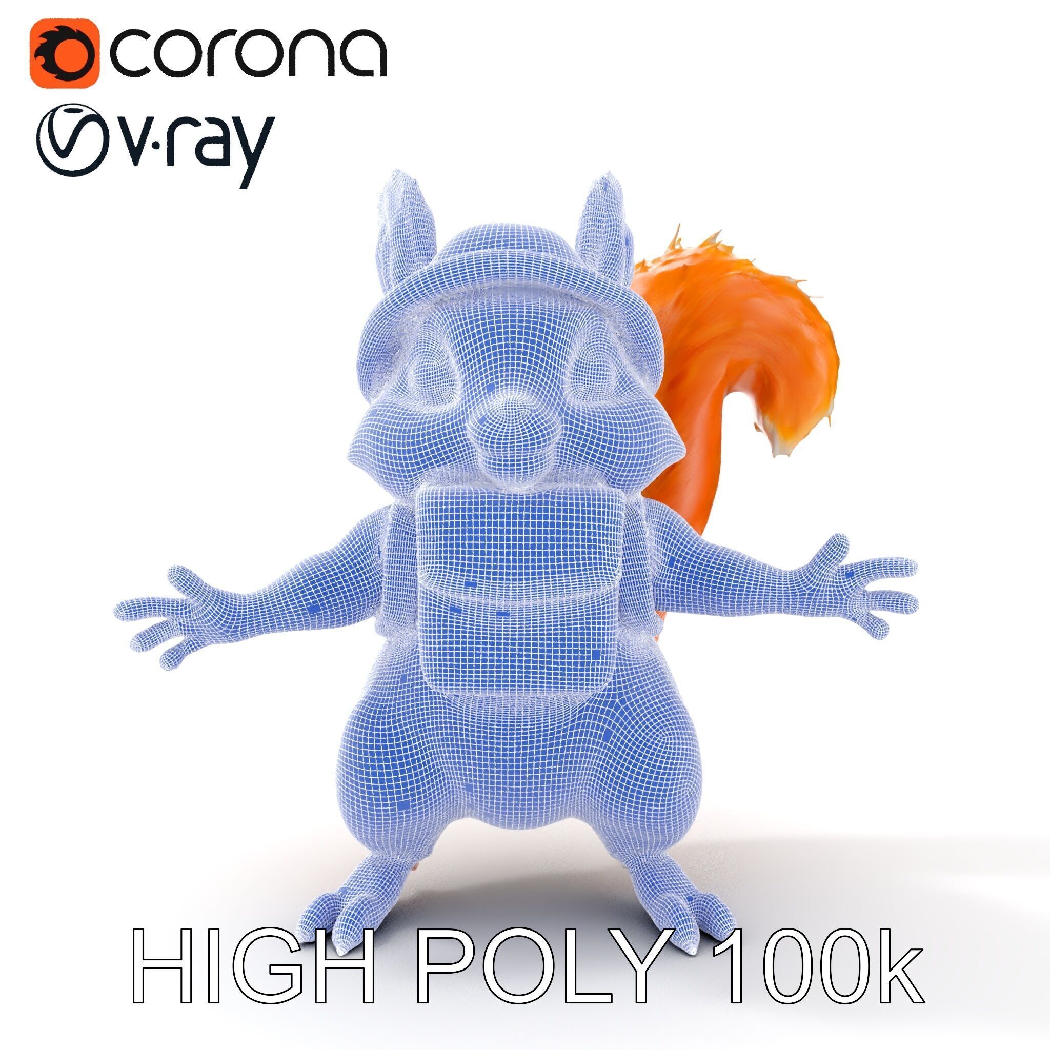 Adventurous Squirrel Character Rigged and Animated Low-poly 3D model_35