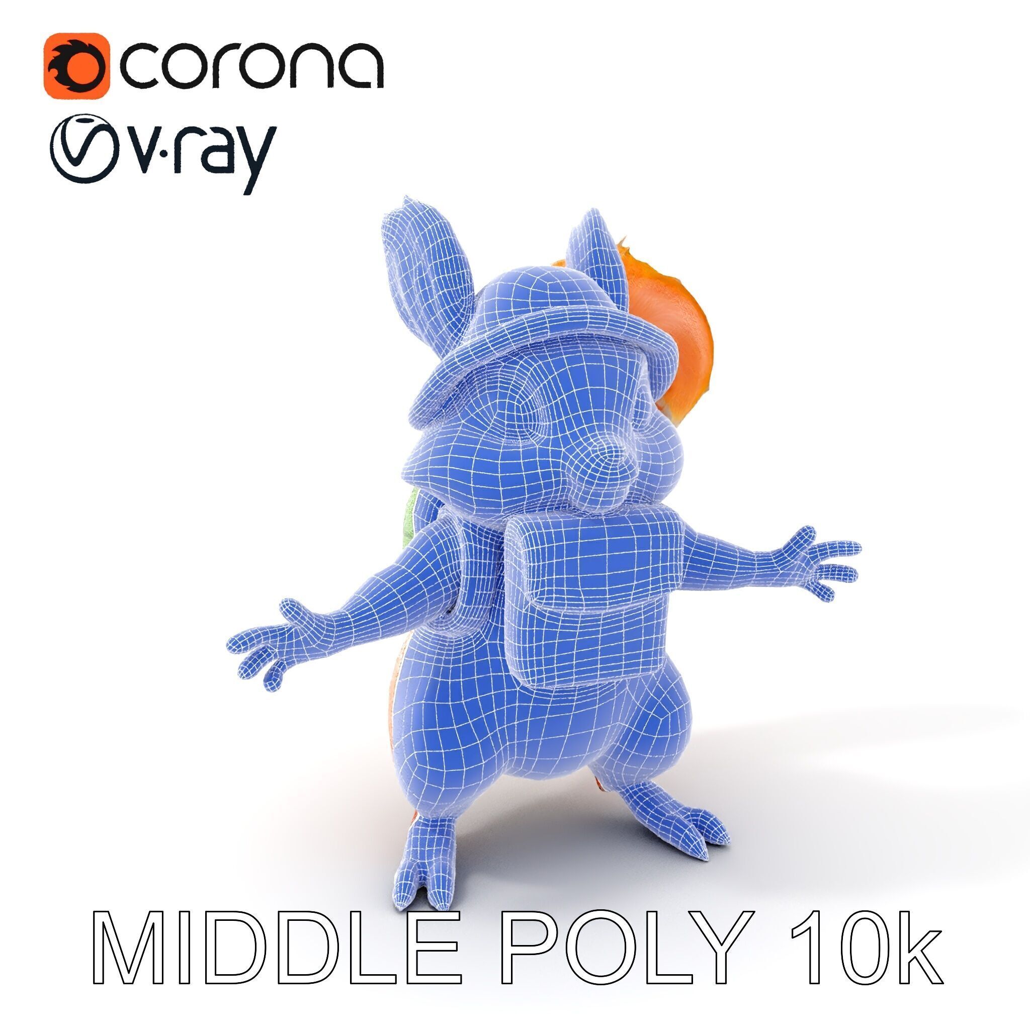 Adventurous Squirrel Character Rigged and Animated Low-poly 3D model_36