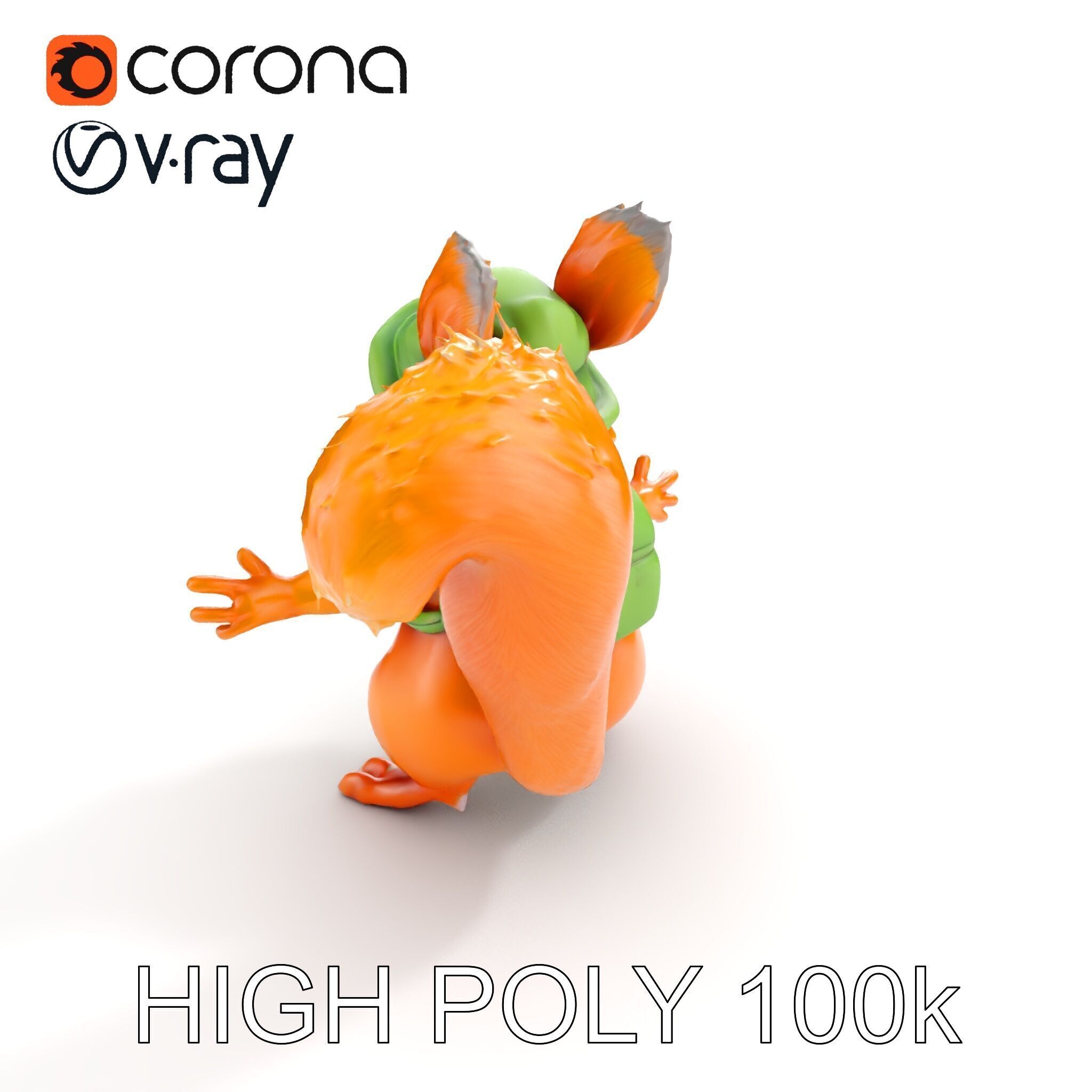 Adventurous Squirrel Character Rigged and Animated Low-poly 3D model_26