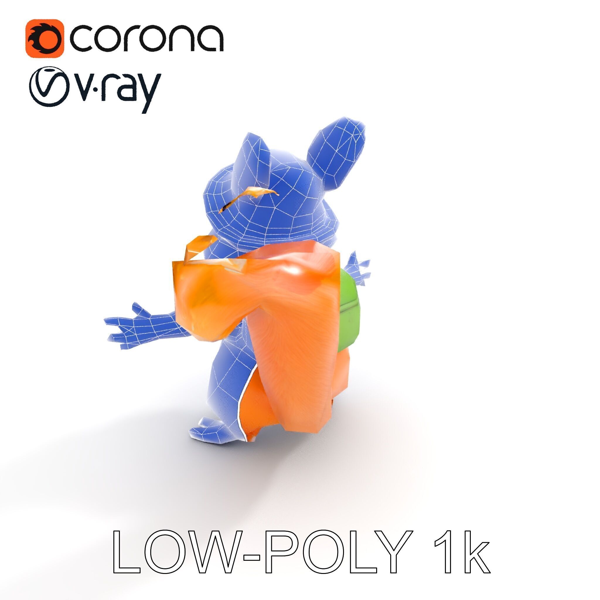 Adventurous Squirrel Character Rigged and Animated Low-poly 3D model_9