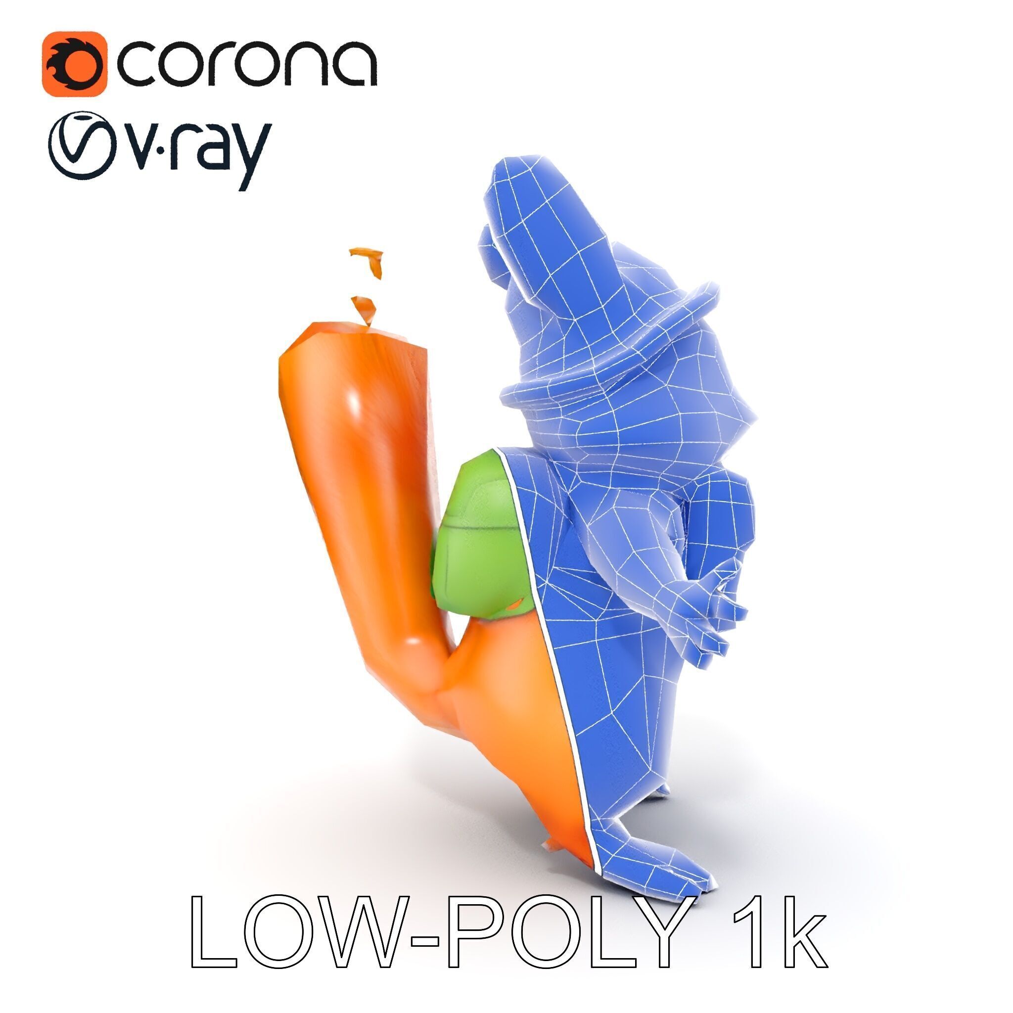 Adventurous Squirrel Character Rigged and Animated Low-poly 3D model_31