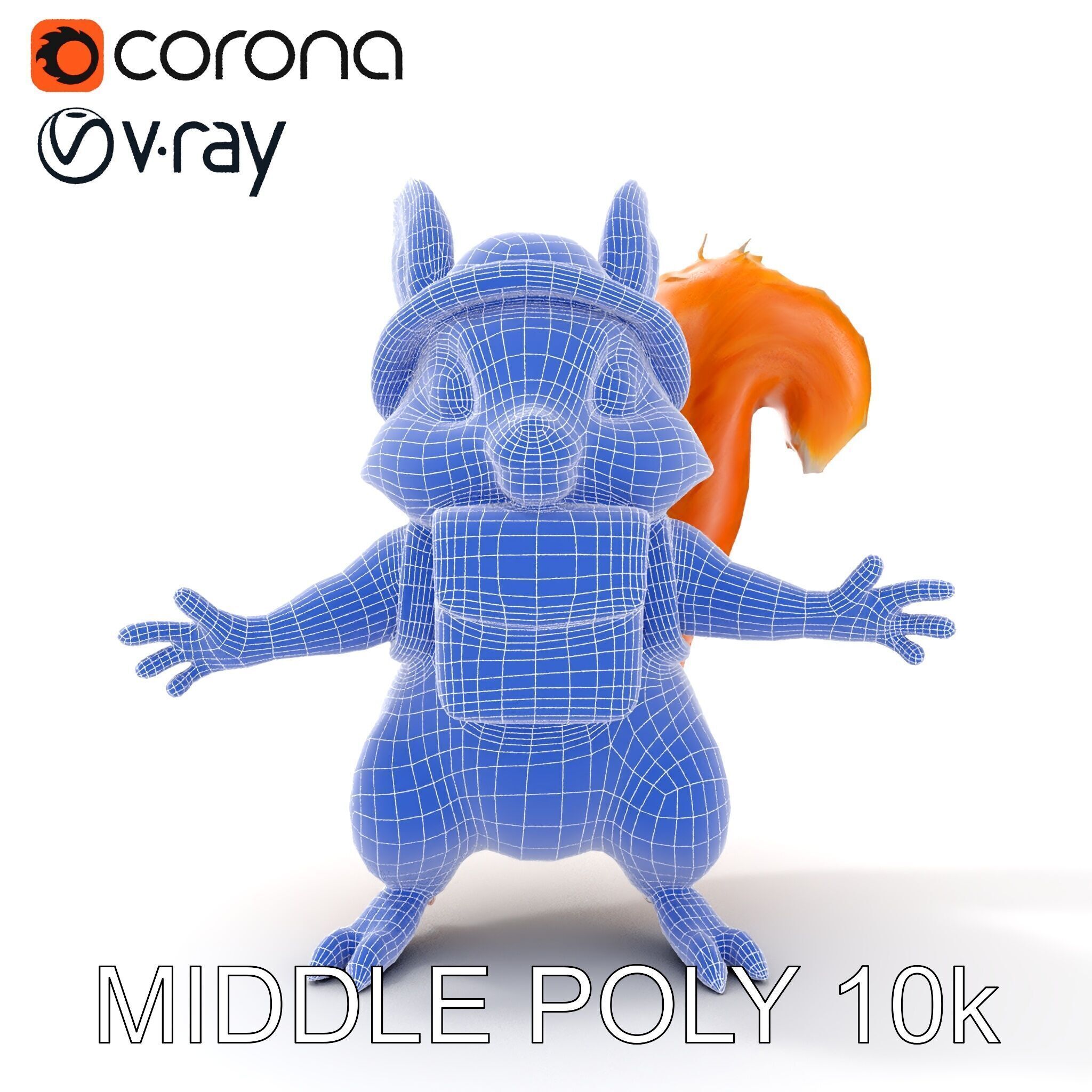 Adventurous Squirrel Character Rigged and Animated Low-poly 3D model_16