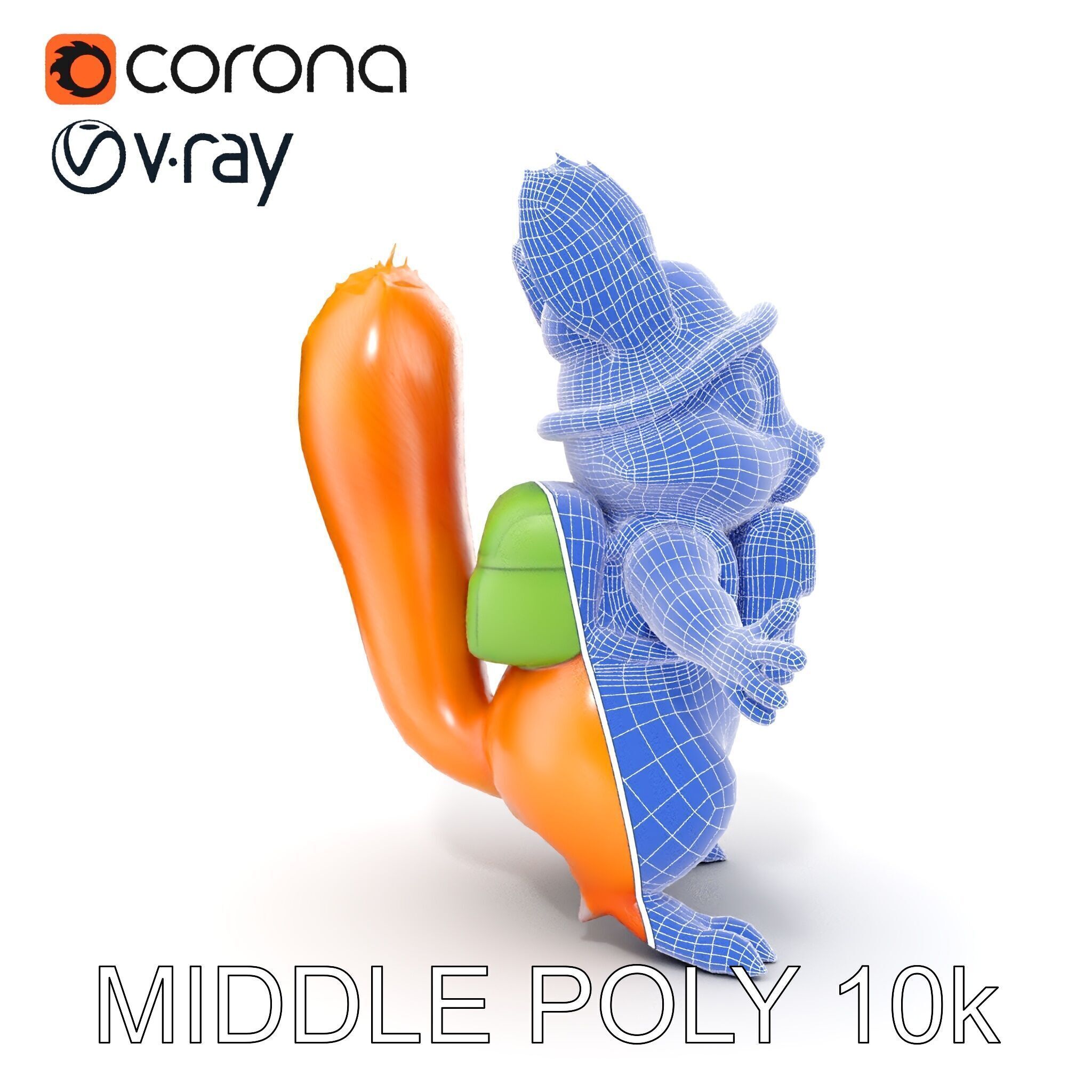 Adventurous Squirrel Character Rigged and Animated Low-poly 3D model_27