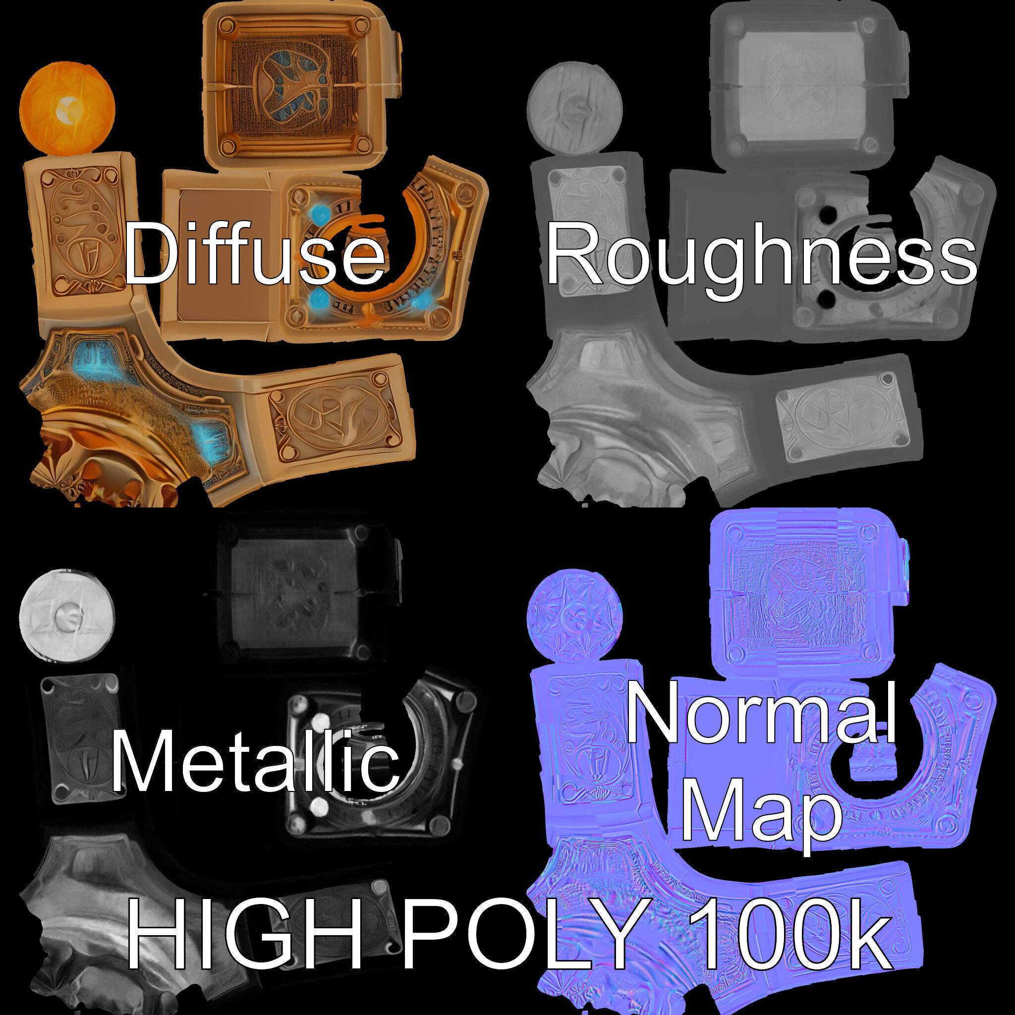 Mystical Artifact Model Pack with Glowing Elements Low-poly 3D model_3