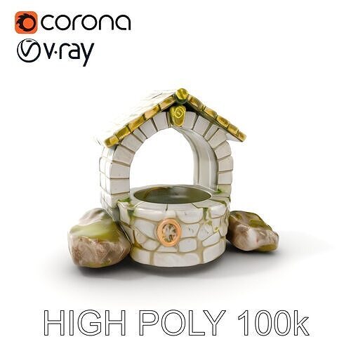 Stone Wishing Well D Model Pack Low-poly 3D model