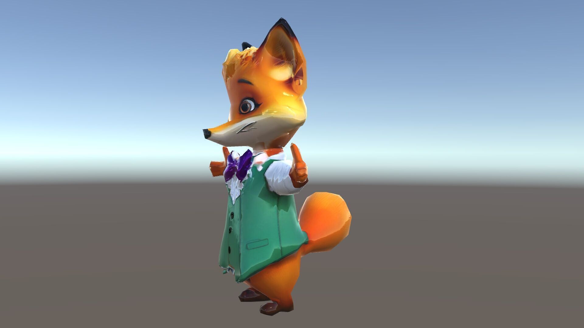Charming Fox Butler Character Model Rigged and Animated Low-poly 3D model_34