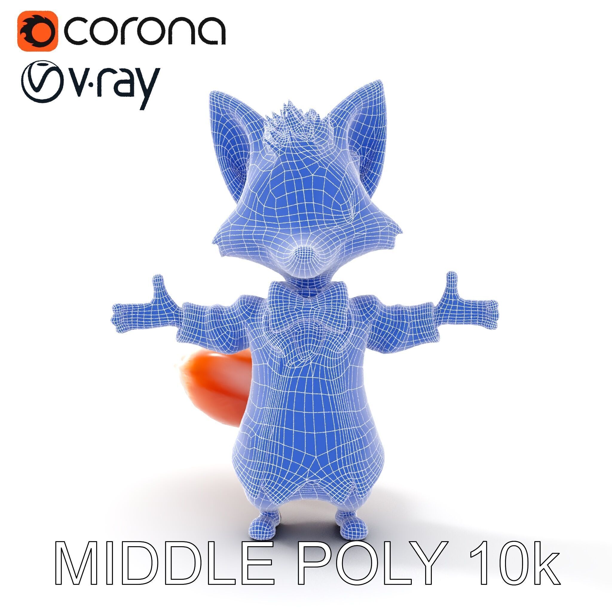 Charming Fox Butler Character Model Rigged and Animated Low-poly 3D model_33