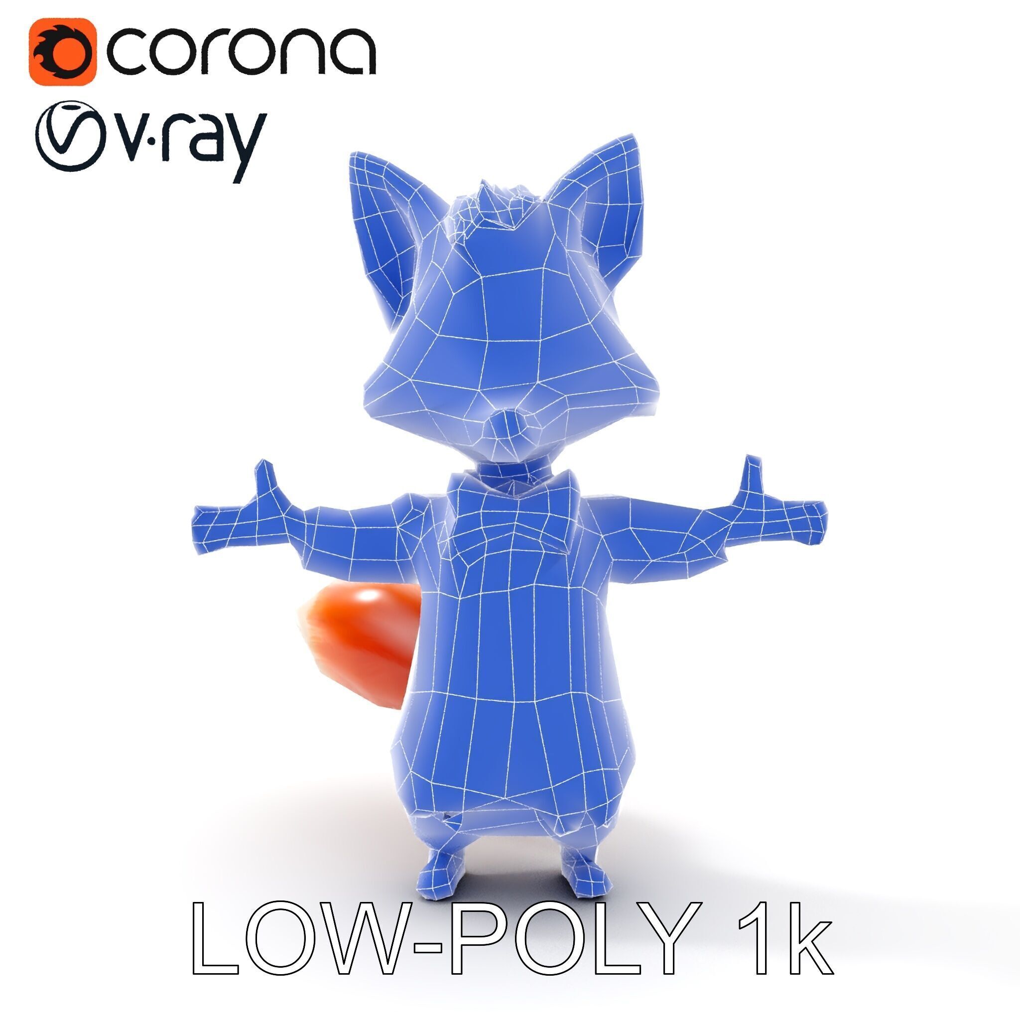 Charming Fox Butler Character Model Rigged and Animated Low-poly 3D model_20