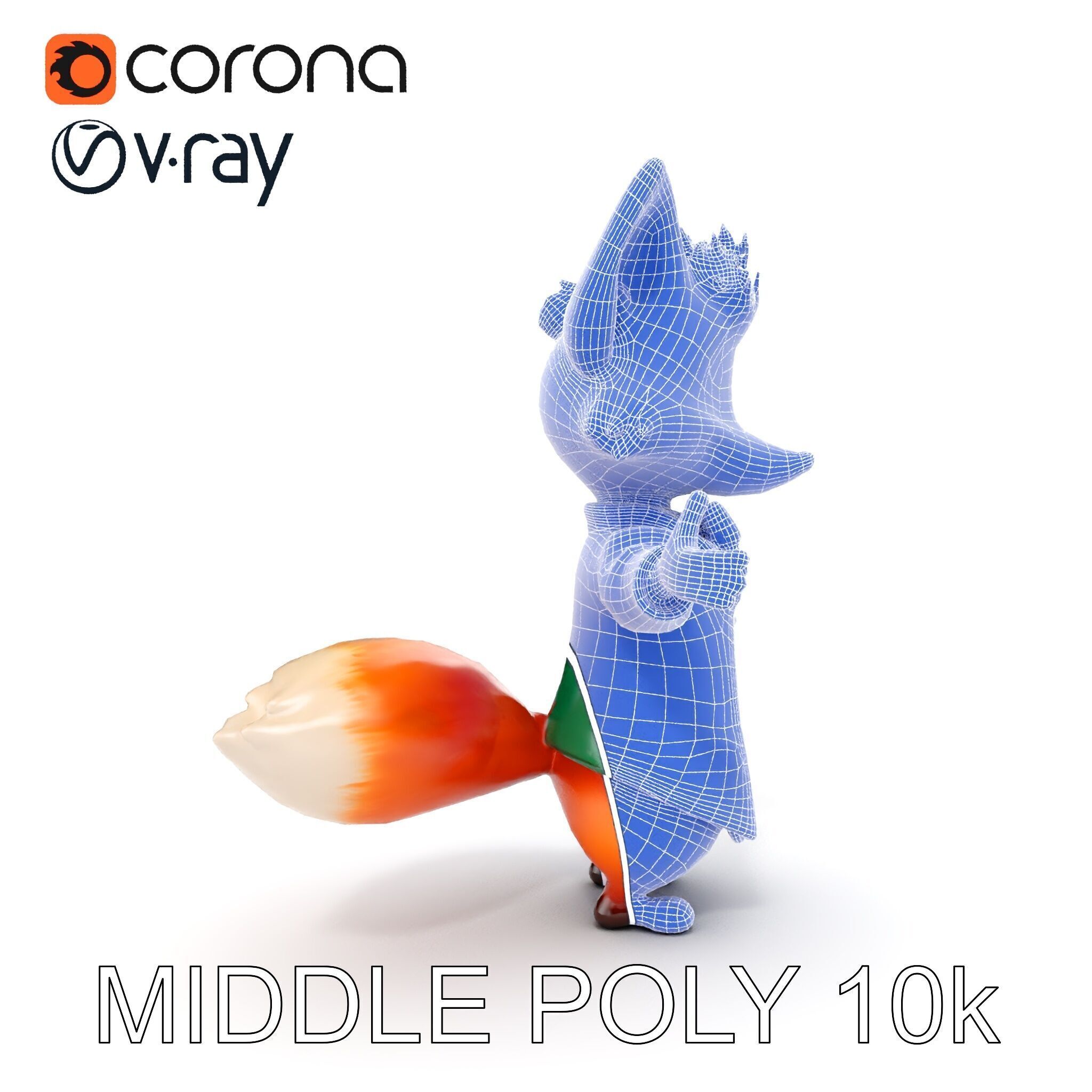 Charming Fox Butler Character Model Rigged and Animated Low-poly 3D model_36