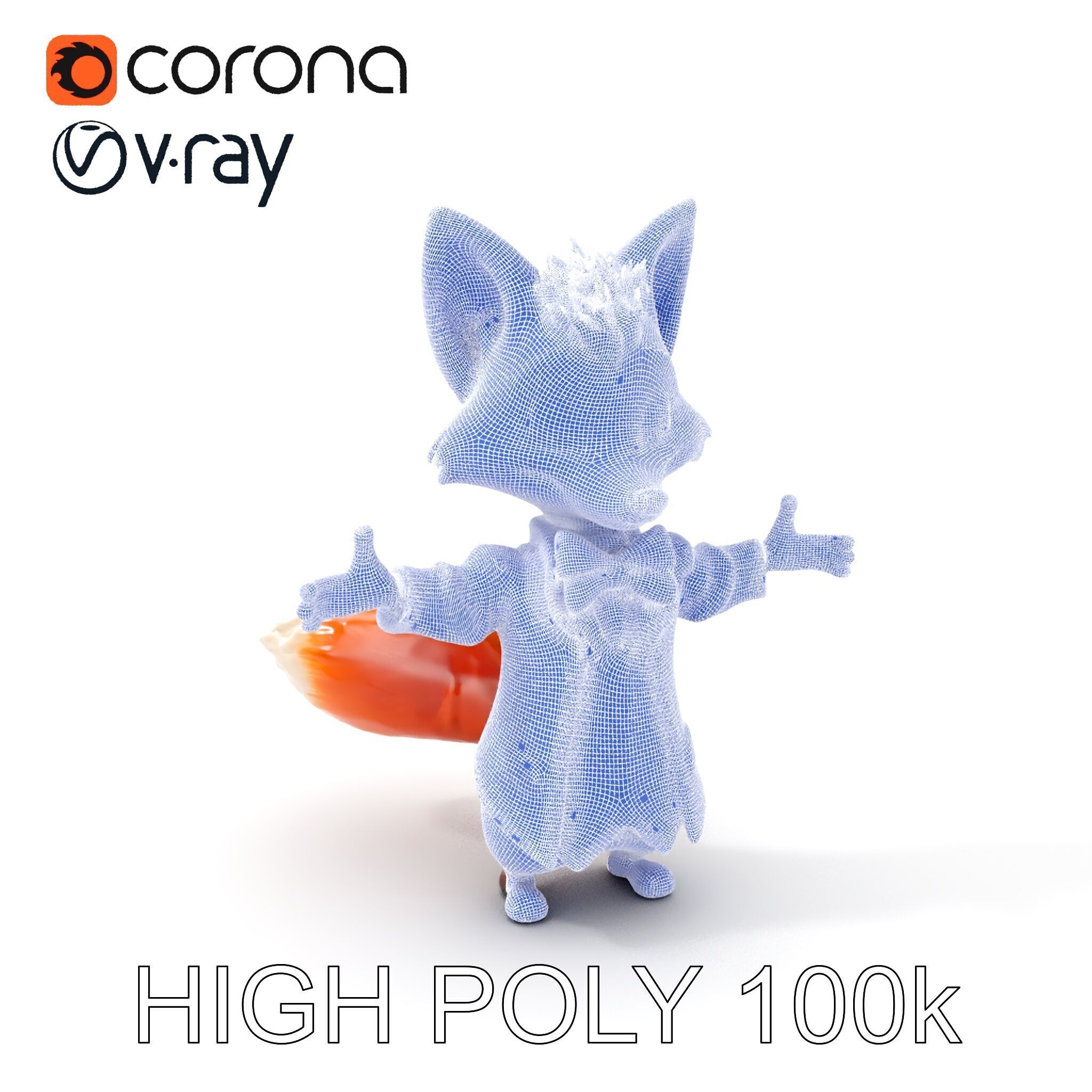 Charming Fox Butler Character Model Rigged and Animated Low-poly 3D model_4