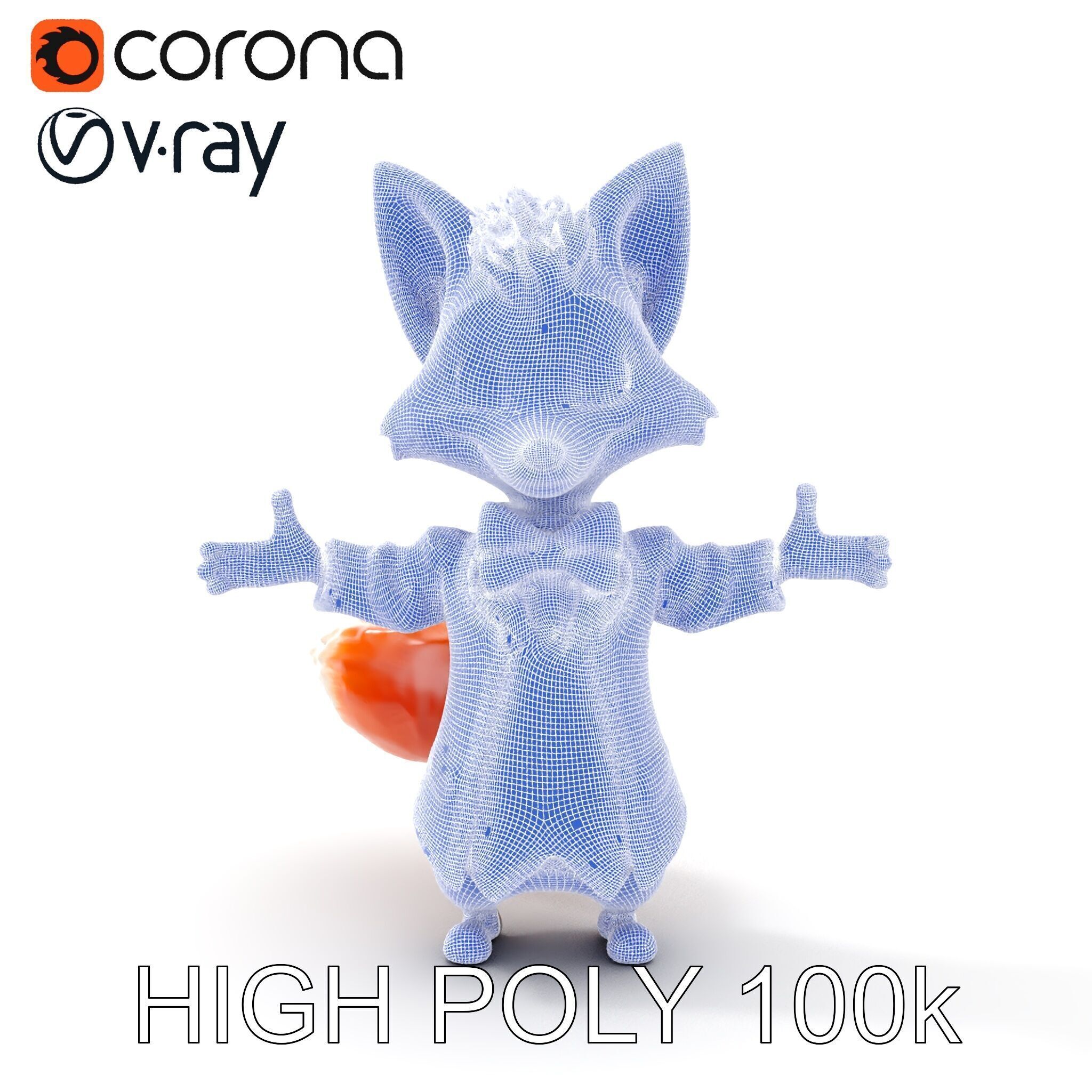 Charming Fox Butler Character Model Rigged and Animated Low-poly 3D model_27