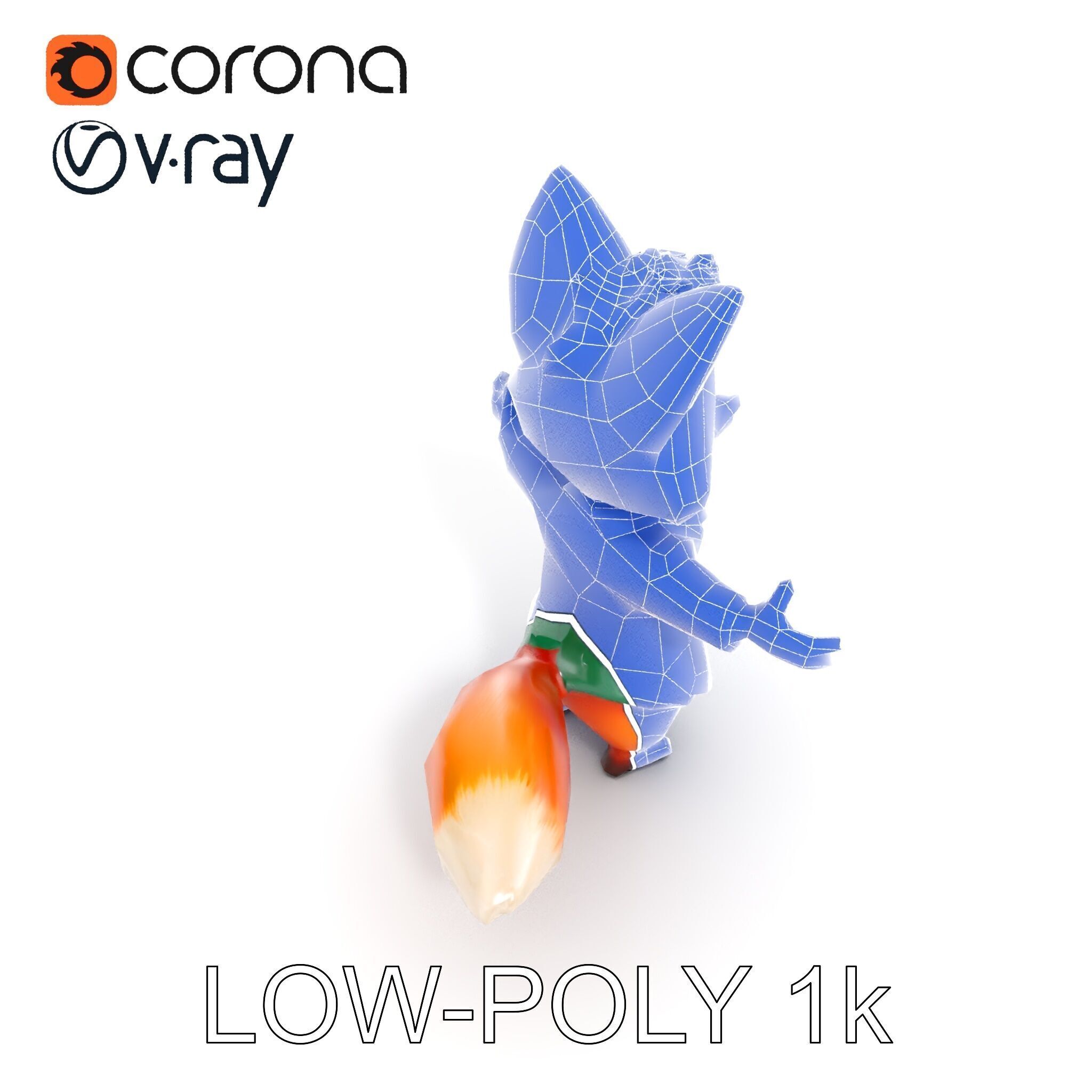 Charming Fox Butler Character Model Rigged and Animated Low-poly 3D model_17