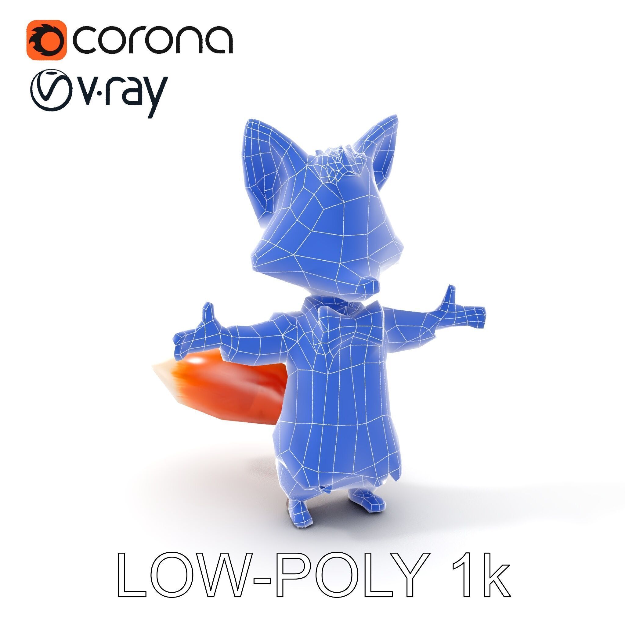 Charming Fox Butler Character Model Rigged and Animated Low-poly 3D model_23