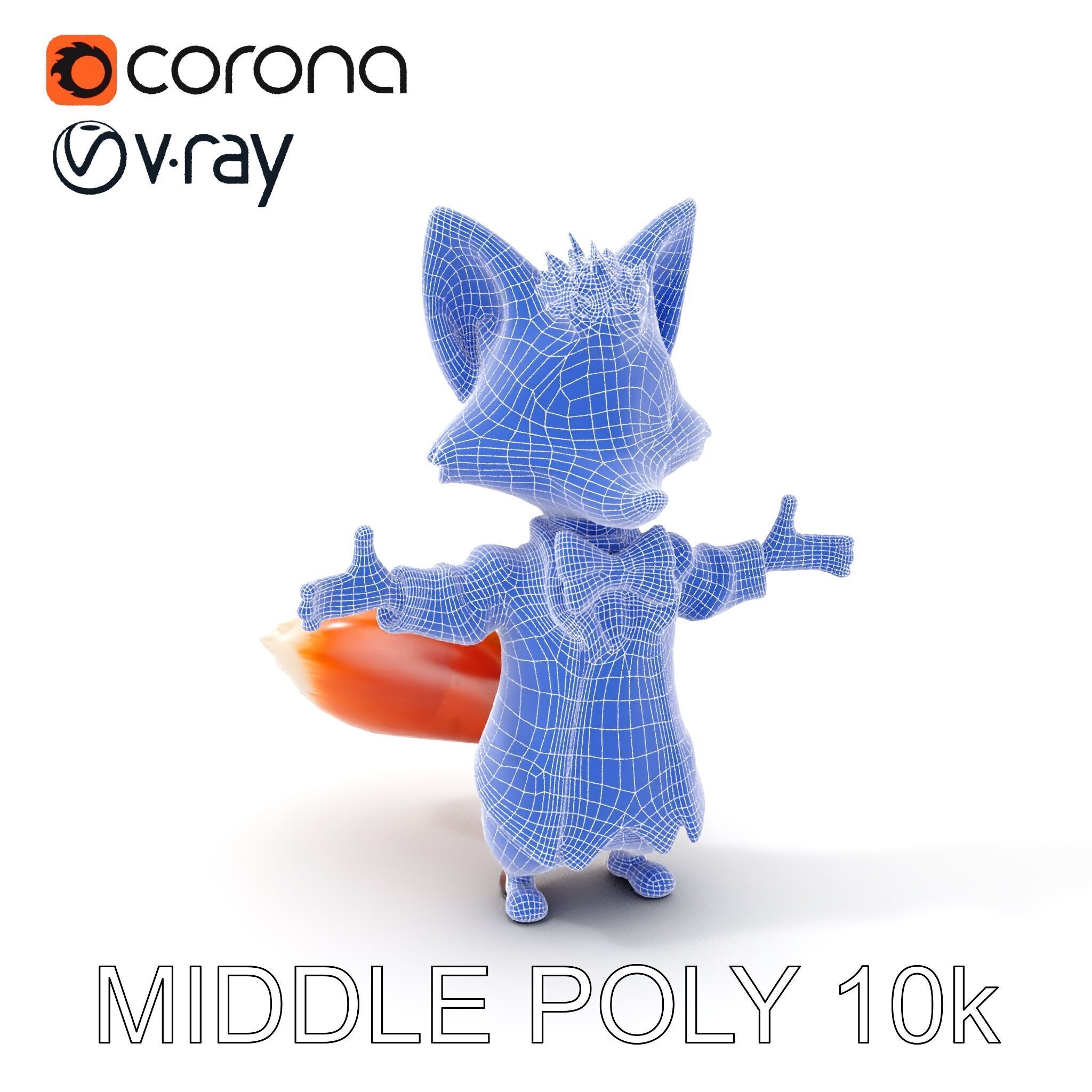 Charming Fox Butler Character Model Rigged and Animated Low-poly 3D model_19