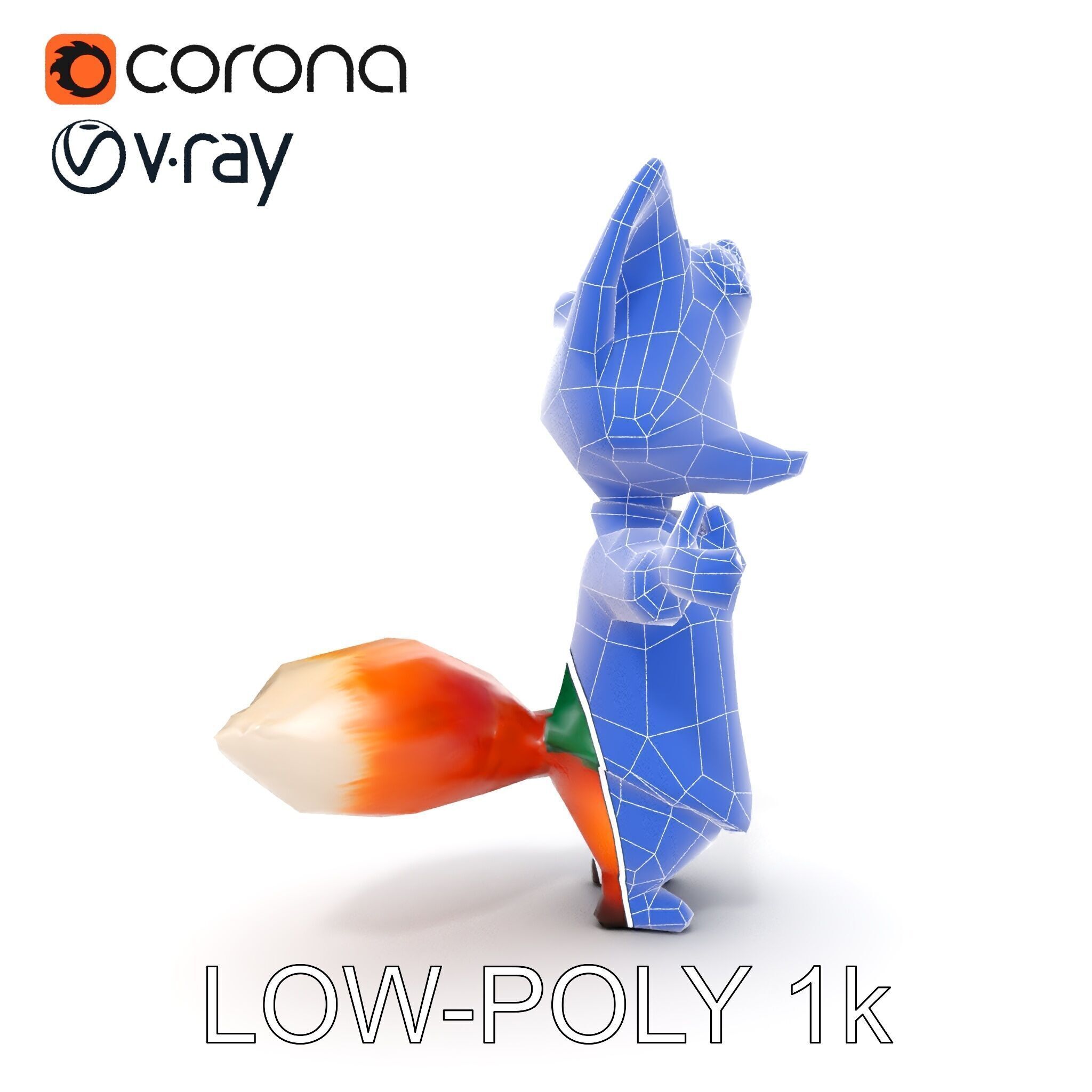 Charming Fox Butler Character Model Rigged and Animated Low-poly 3D model_29