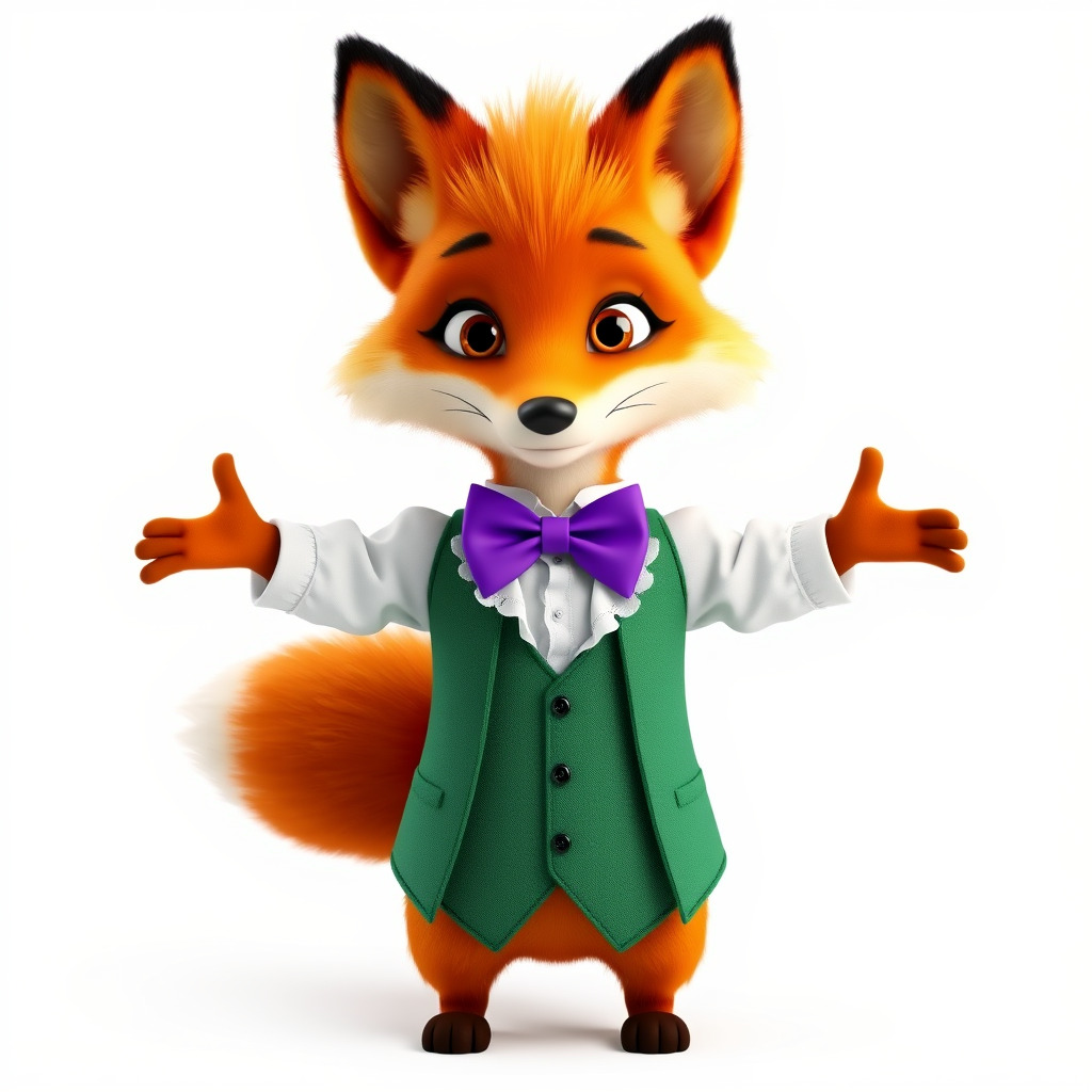 Charming Fox Butler Character Model Rigged and Animated Low-poly 3D model_2