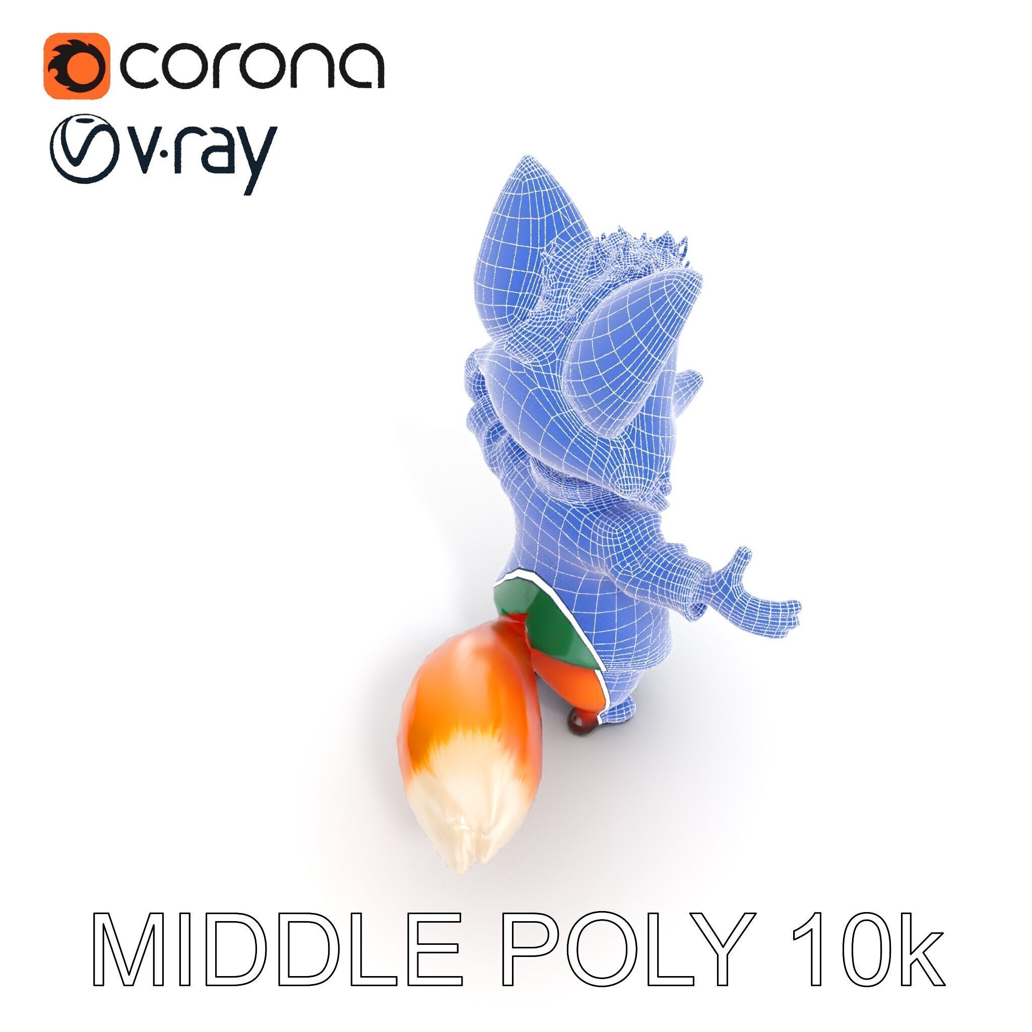 Charming Fox Butler Character Model Rigged and Animated Low-poly 3D model_28