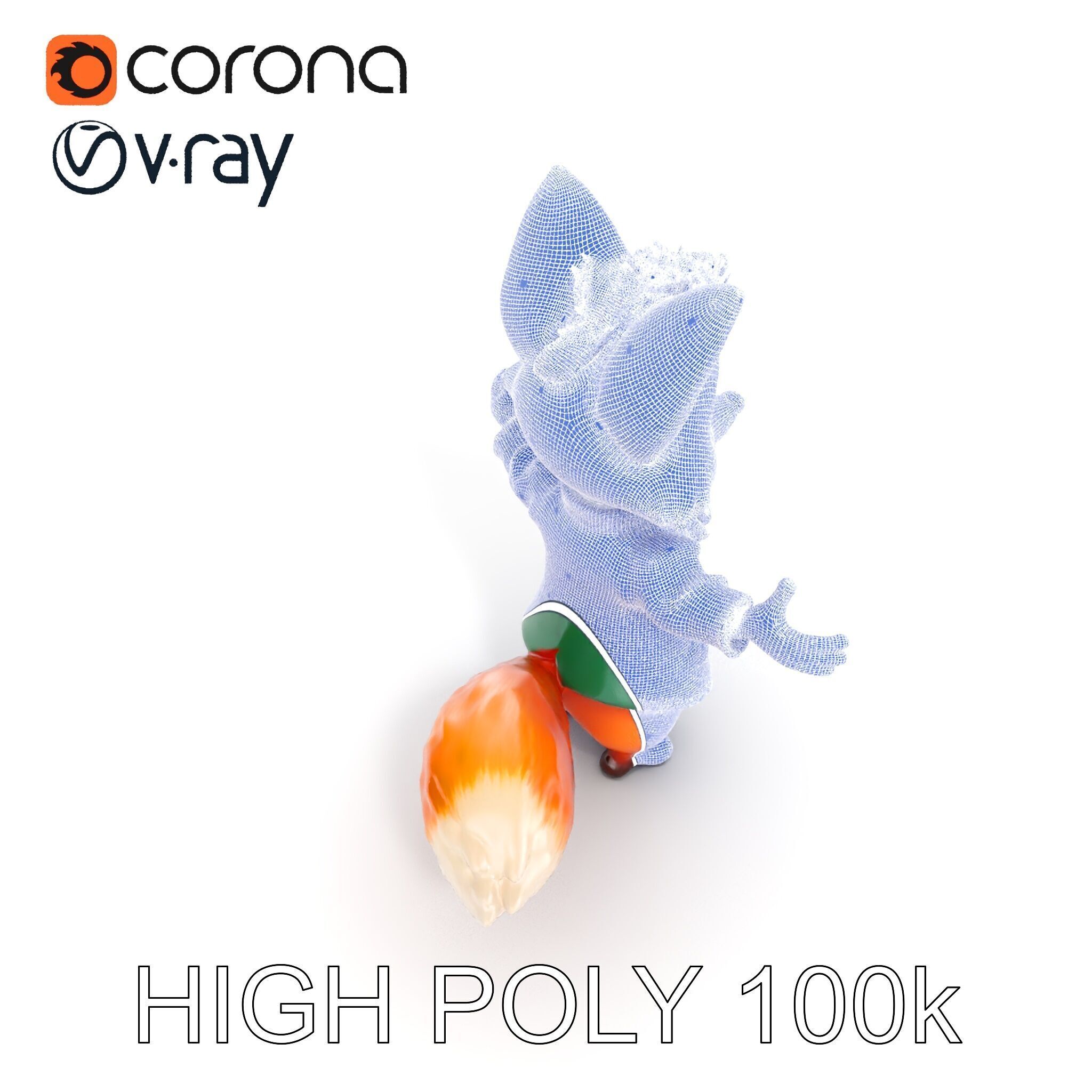 Charming Fox Butler Character Model Rigged and Animated Low-poly 3D model_21