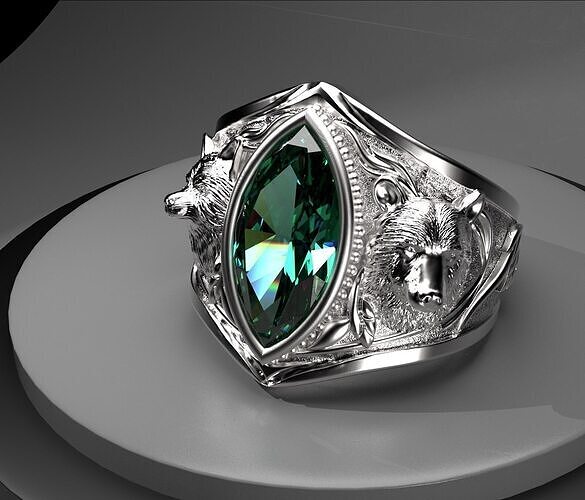 Bear and Wolf ring 3D print model