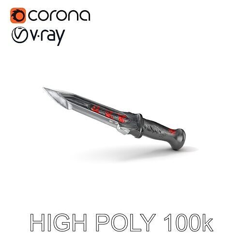 Fantasy Dagger with Dragon Inscription Model Pack Low-poly 3D model