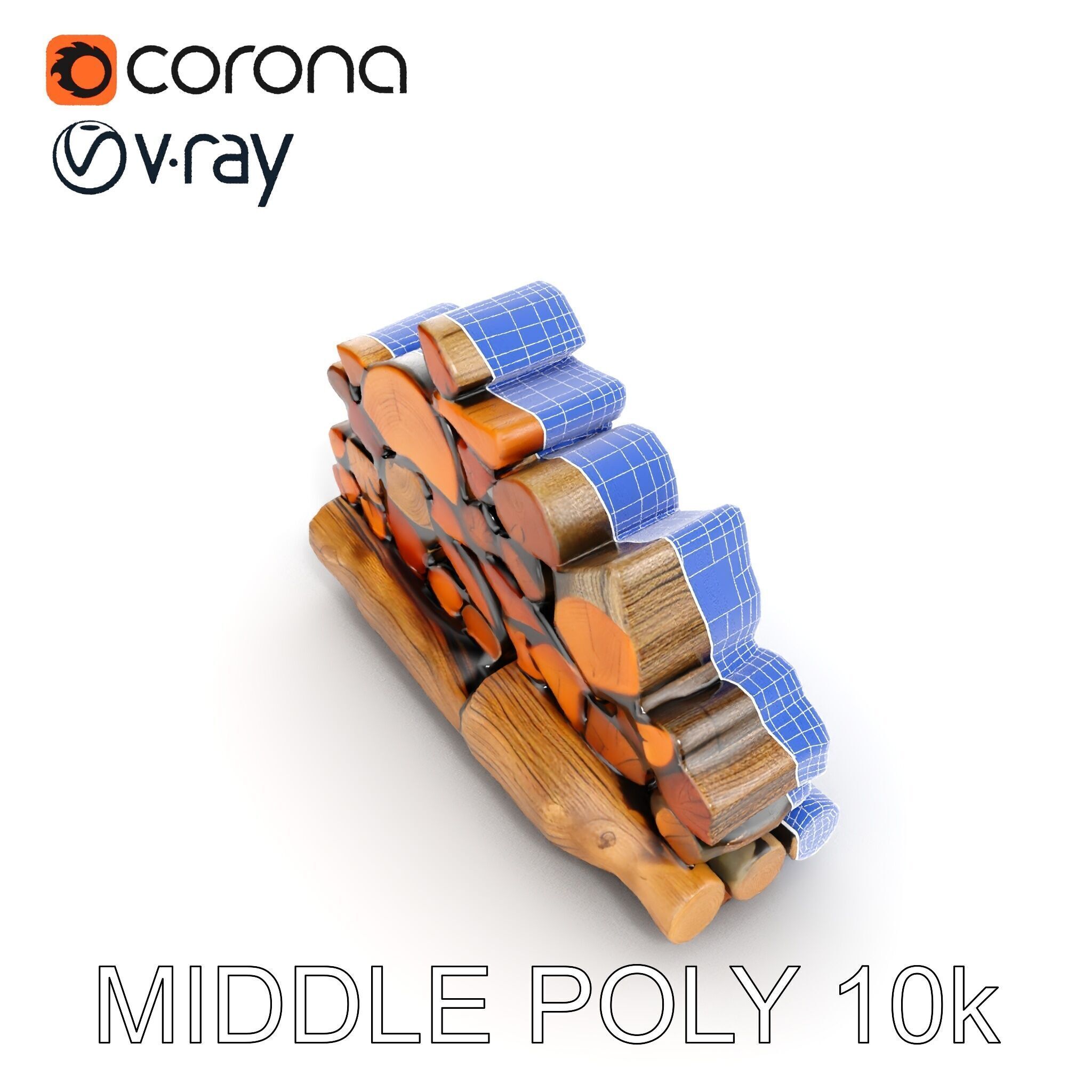 Realistic Firewood Stack Model Pack Low-poly 3D model_24