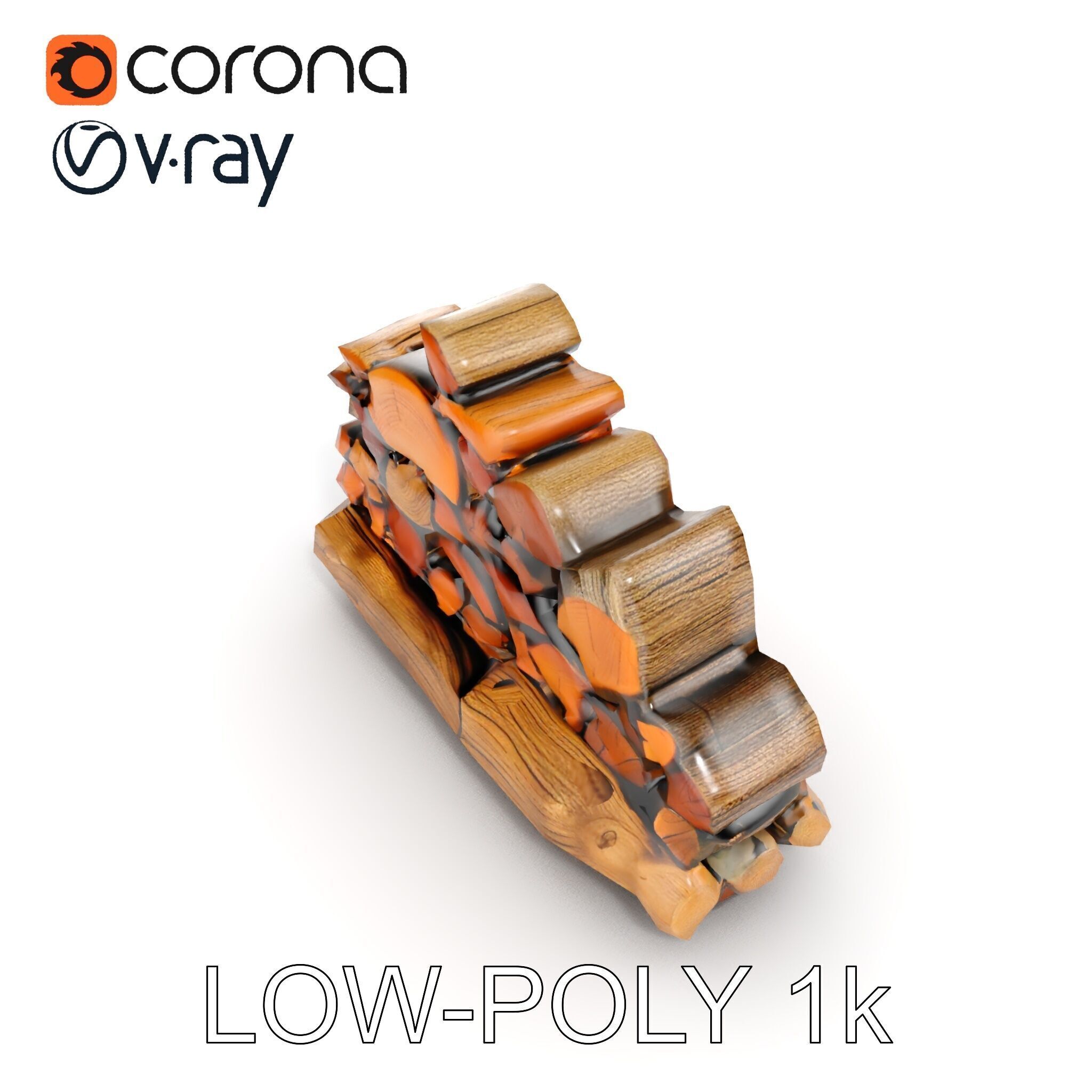 Realistic Firewood Stack Model Pack Low-poly 3D model_7