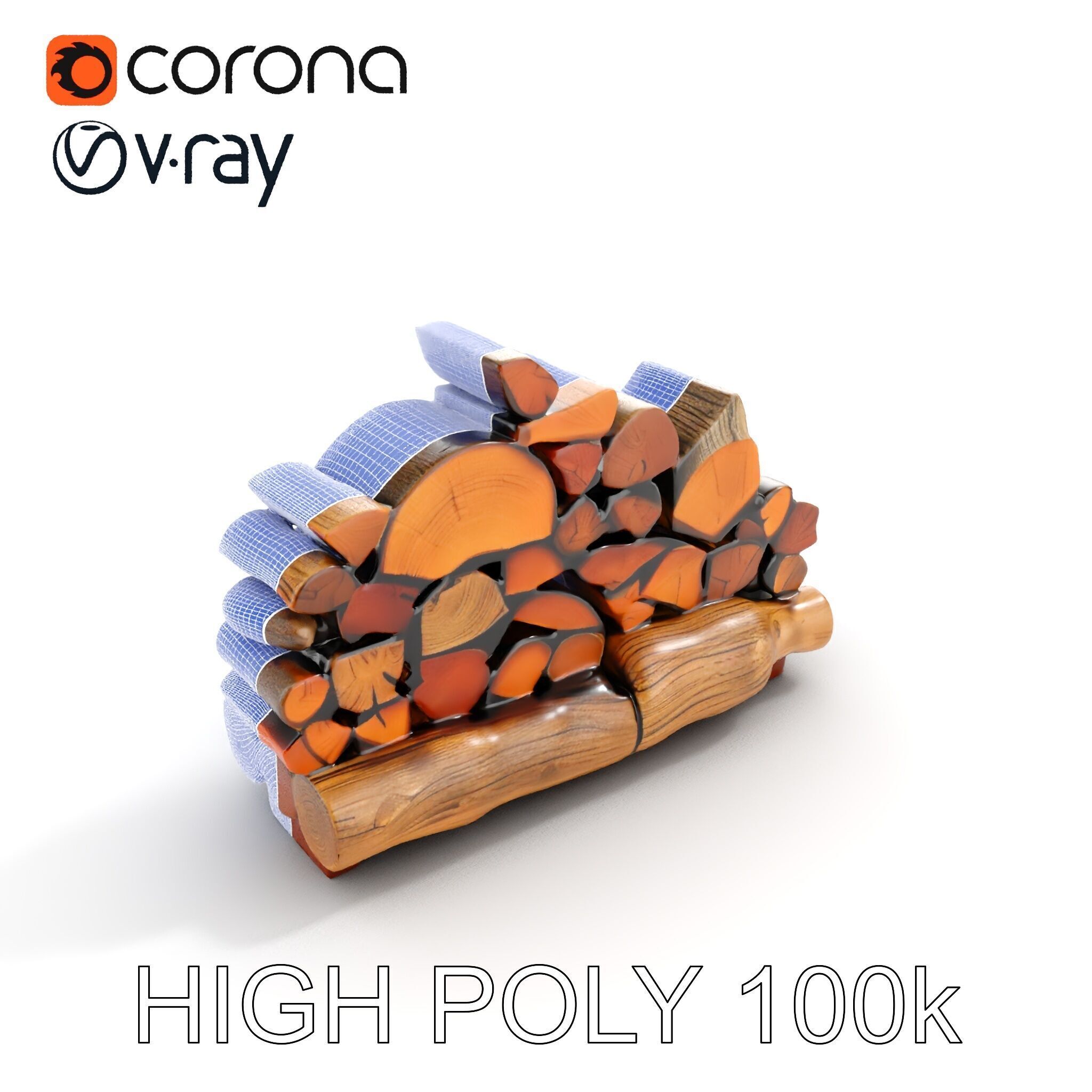 Realistic Firewood Stack Model Pack Low-poly 3D model_35