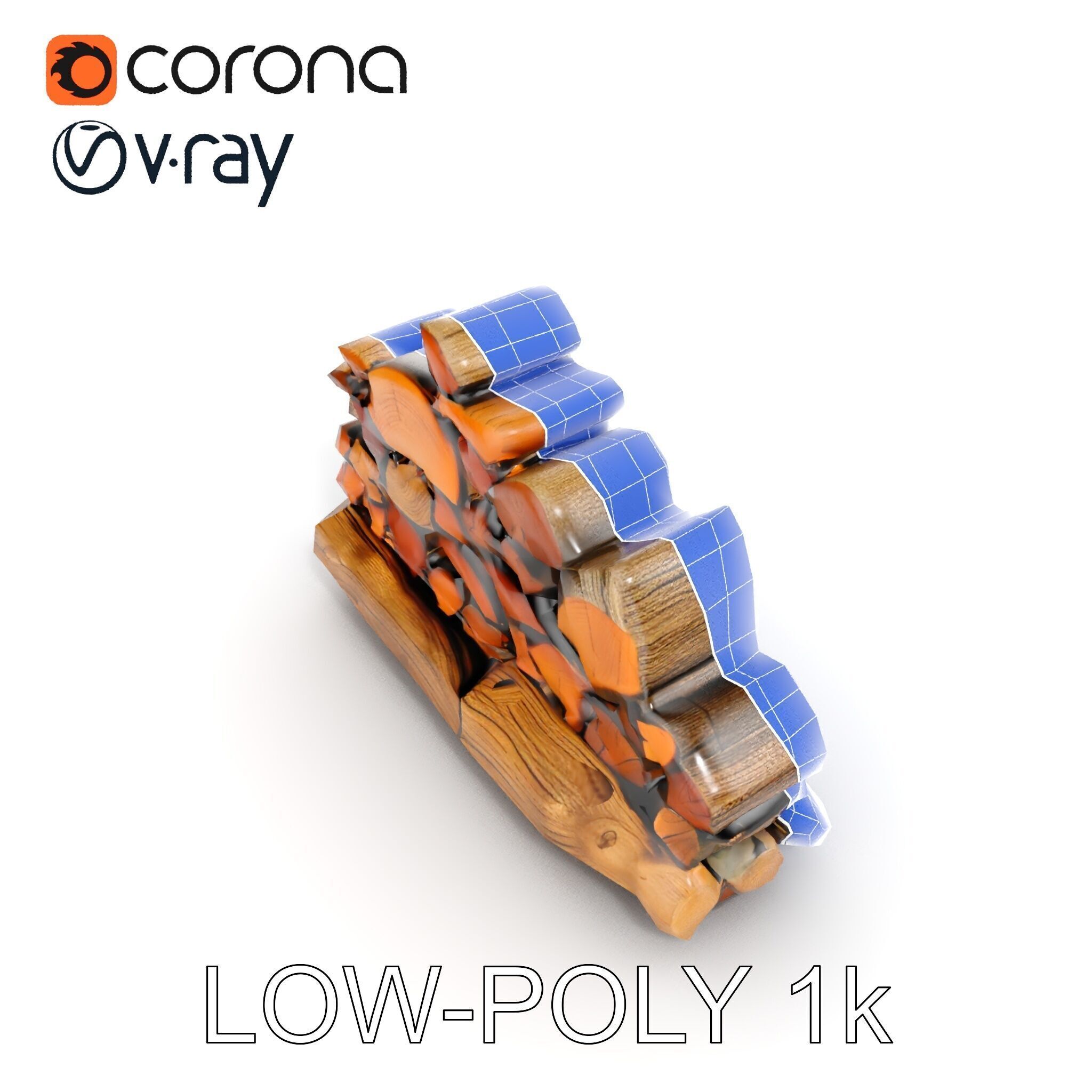 Realistic Firewood Stack Model Pack Low-poly 3D model_31