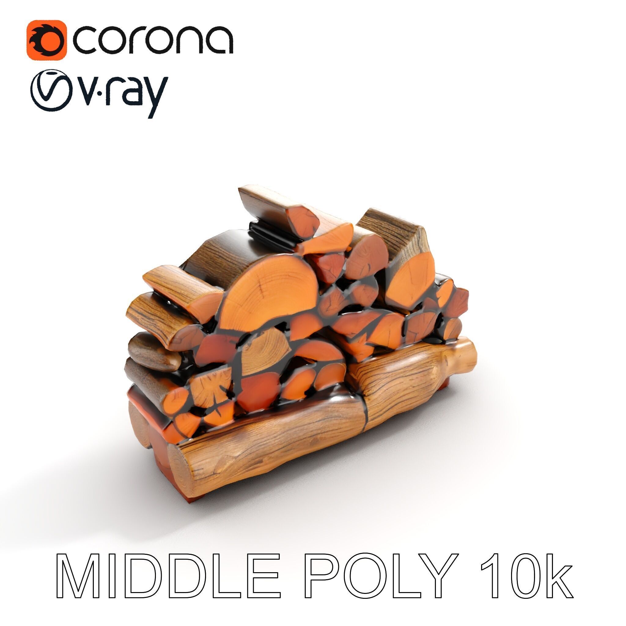 Realistic Firewood Stack Model Pack Low-poly 3D model_13