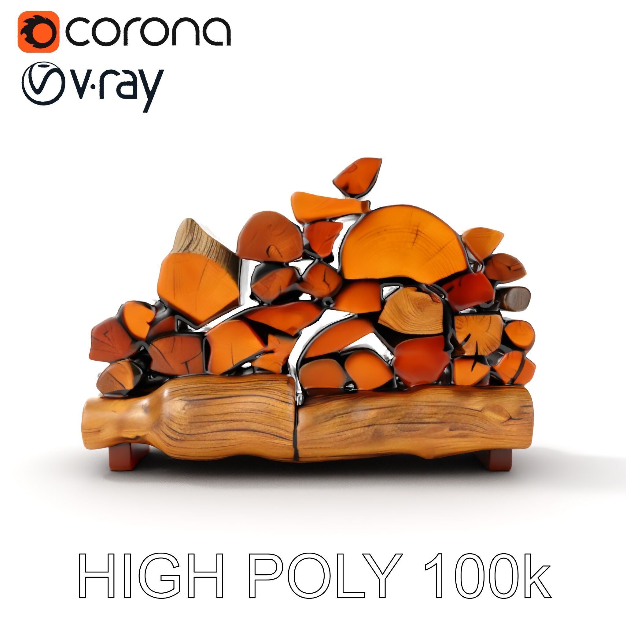 Realistic Firewood Stack Model Pack Low-poly 3D model_10