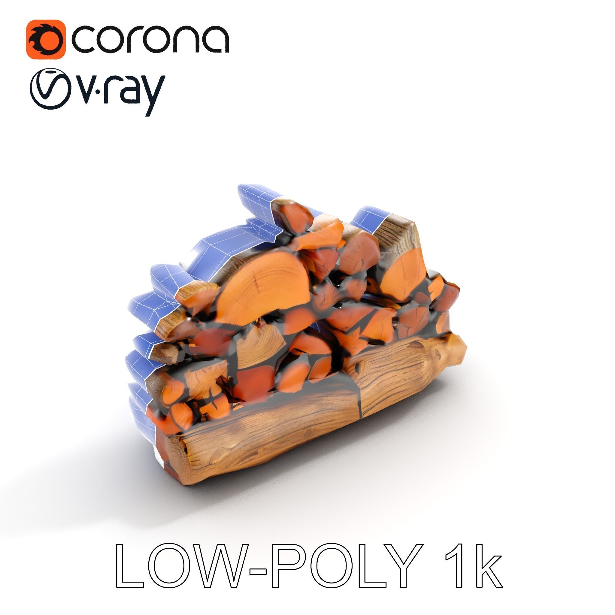 Realistic Firewood Stack Model Pack Low-poly 3D model_28