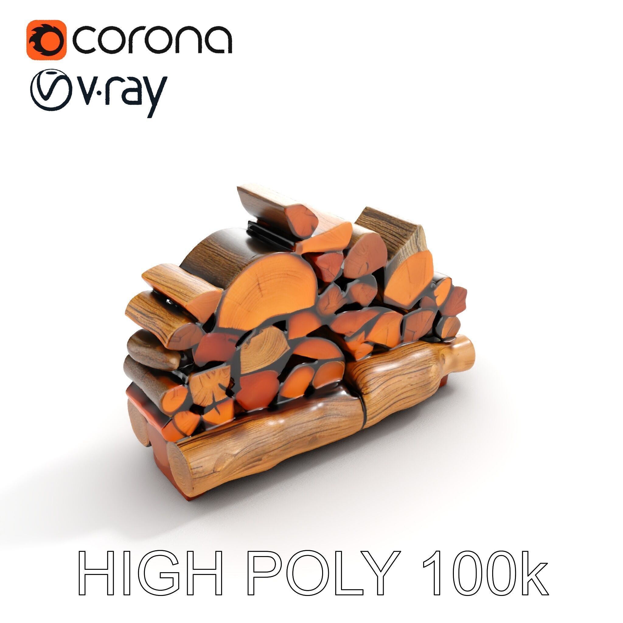 Realistic Firewood Stack Model Pack Low-poly 3D model_18