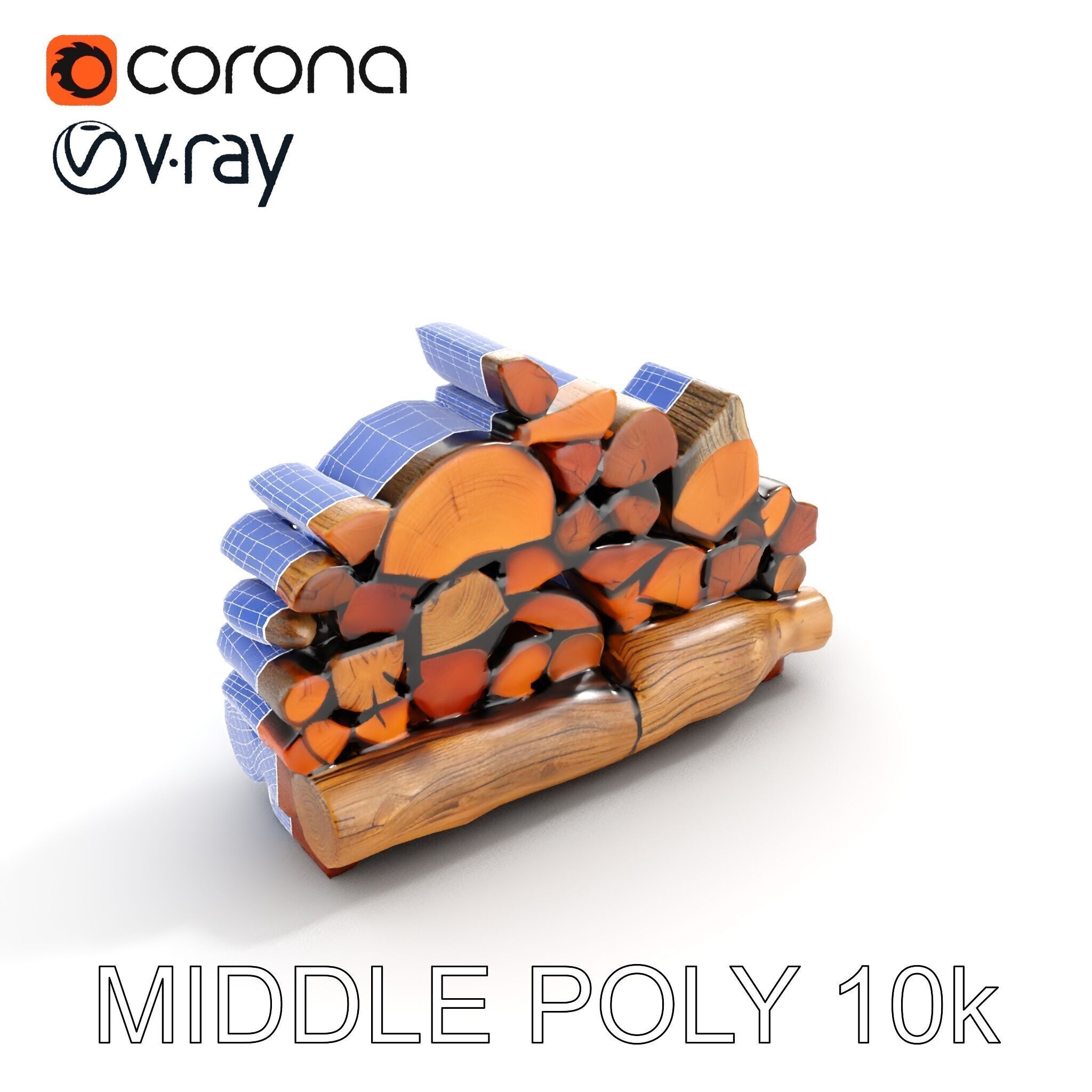 Realistic Firewood Stack Model Pack Low-poly 3D model_22