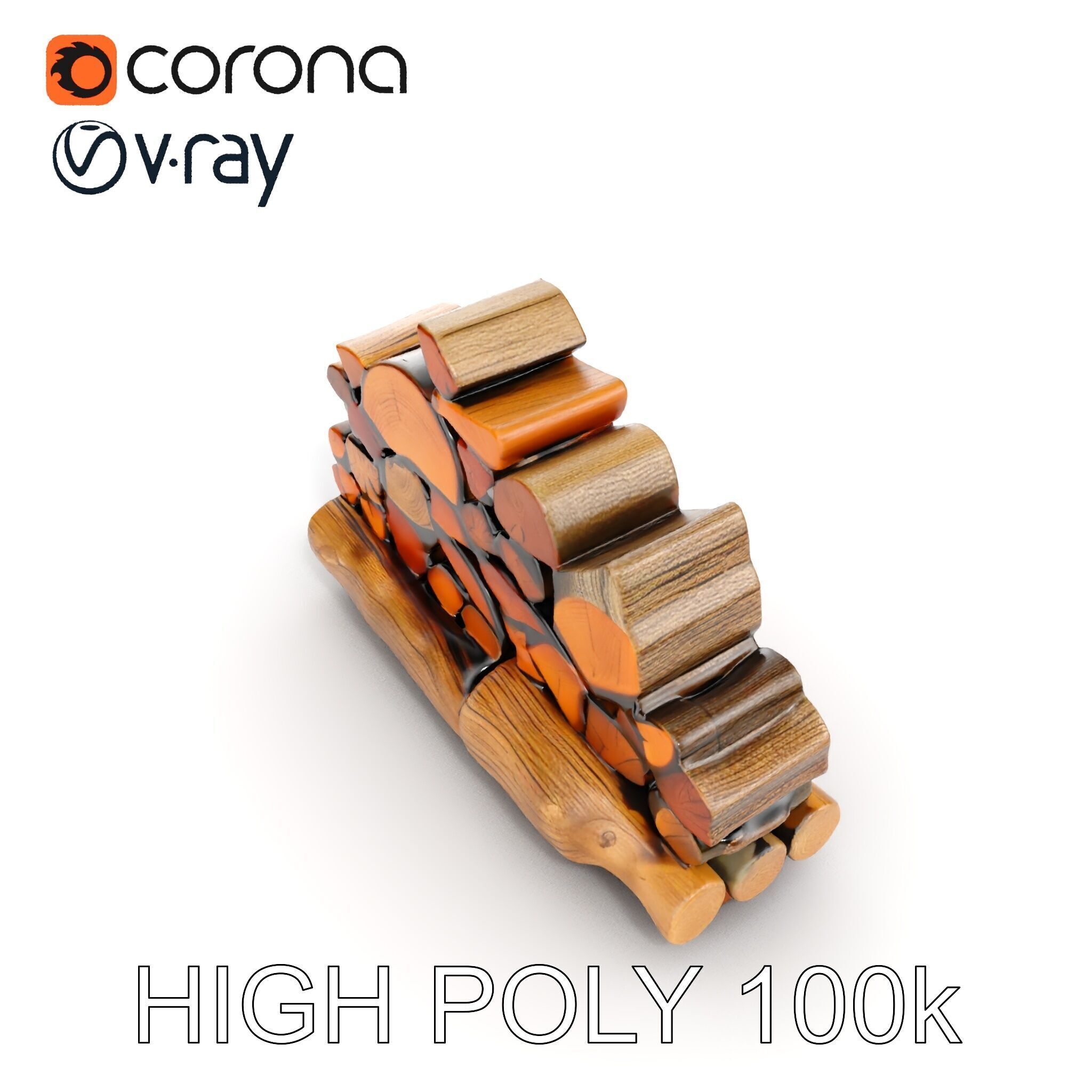 Realistic Firewood Stack Model Pack Low-poly 3D model_21