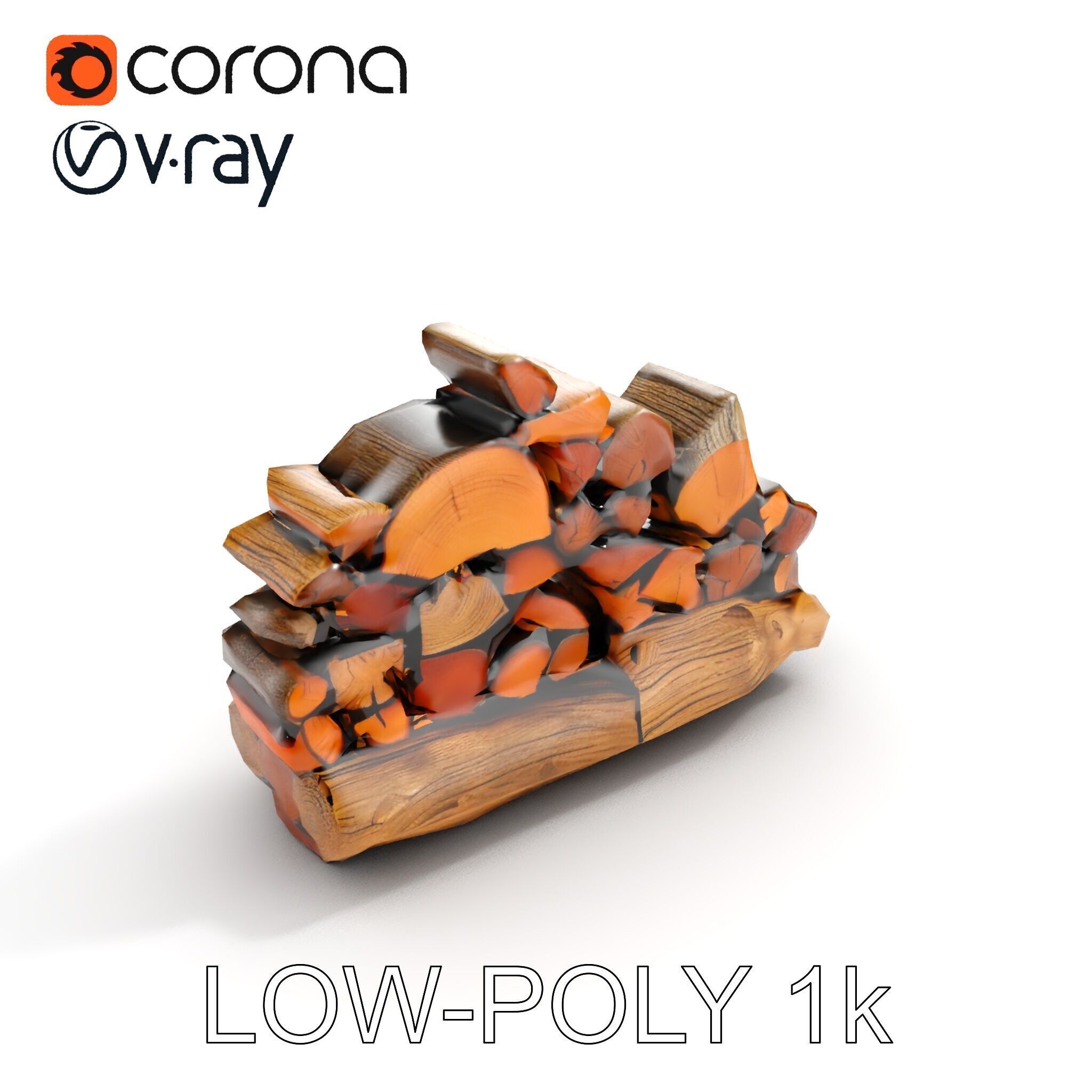 Realistic Firewood Stack Model Pack Low-poly 3D model_14